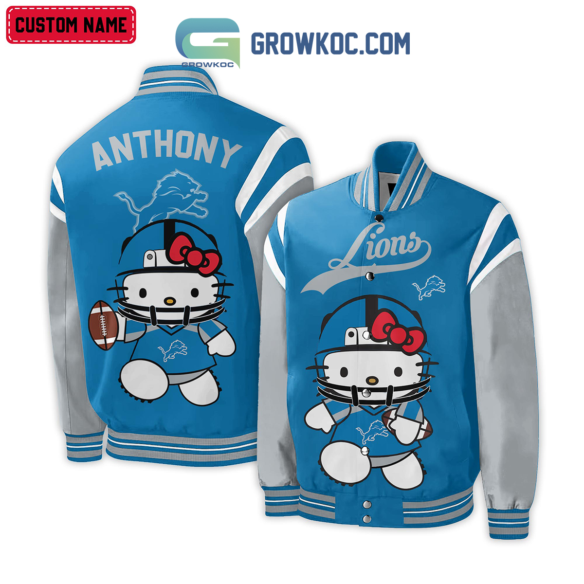 Detroit Lions NFL Hello Kitty Personalized Baseball Jacket2B1 y2Bvx