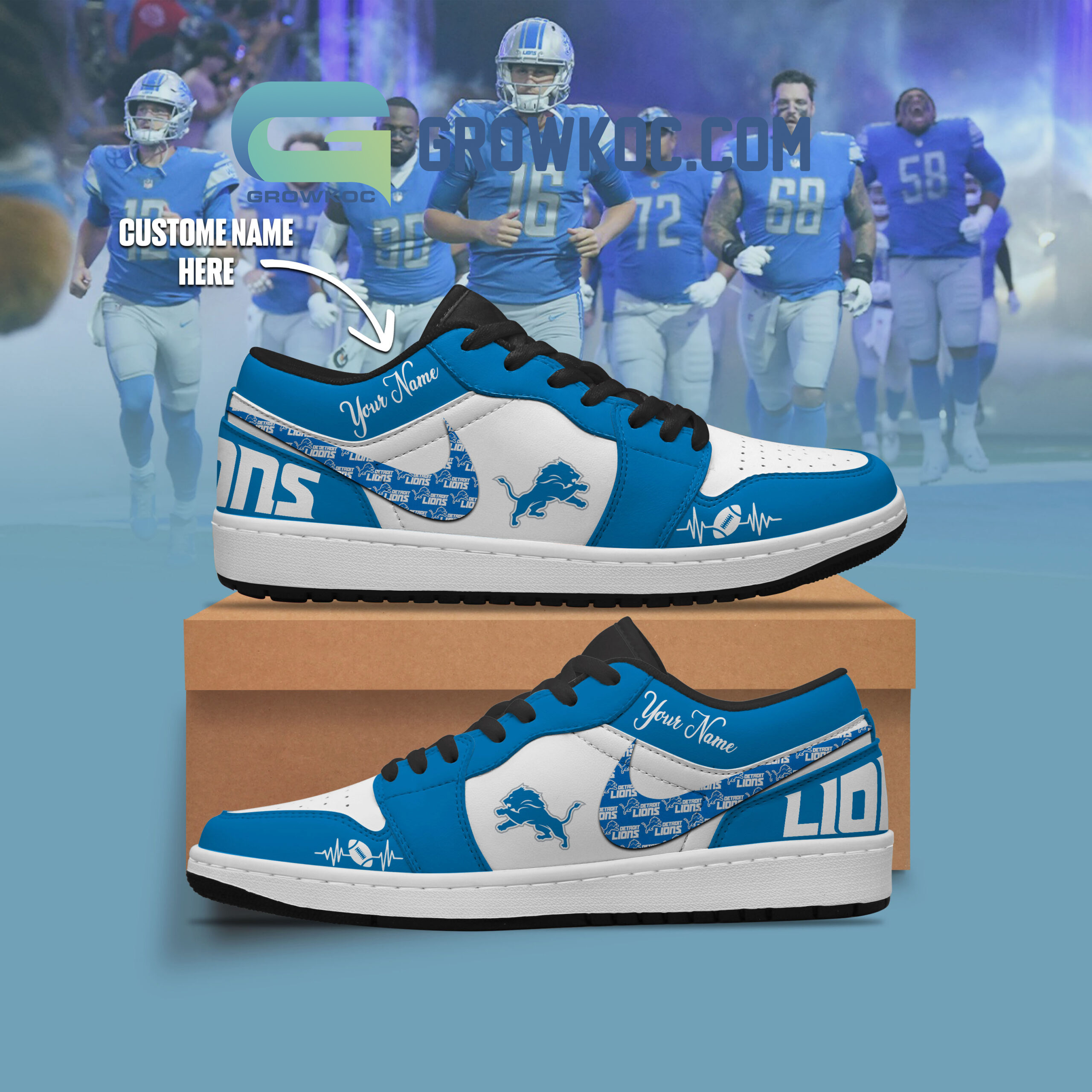 Detroit Lions NFL Personalized Air Jordan 1 Shoes2B1 bIBVB
