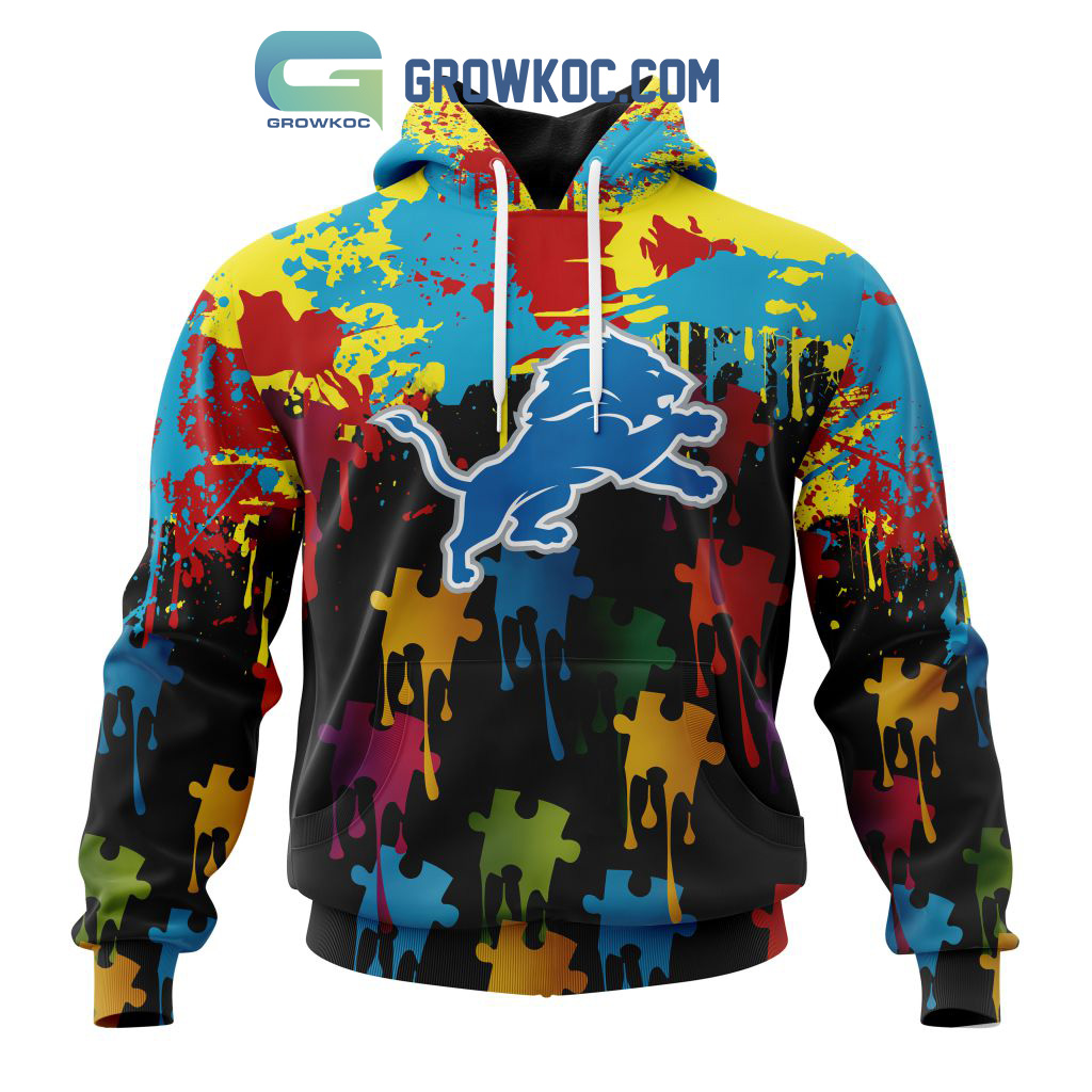 Detroit Lions Personalized Autism Awareness Puzzle Painting Hoodie Shirts2B1 jwWoX