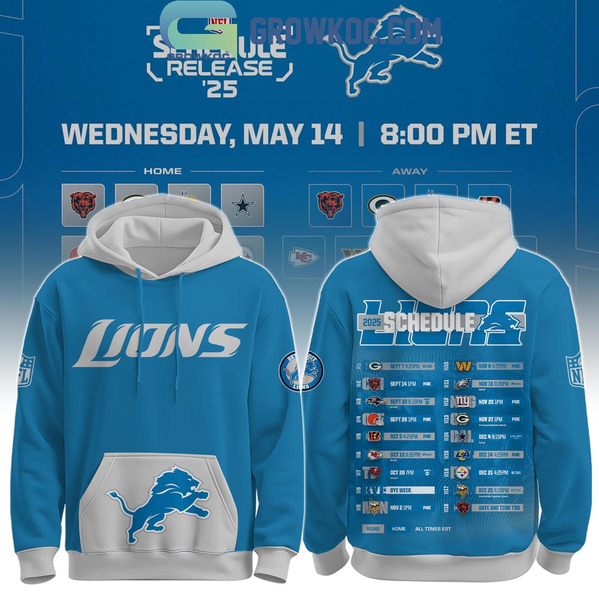 Detroit Lions Schedule Release 2025 Hoodie Shirt 1 U8nr8