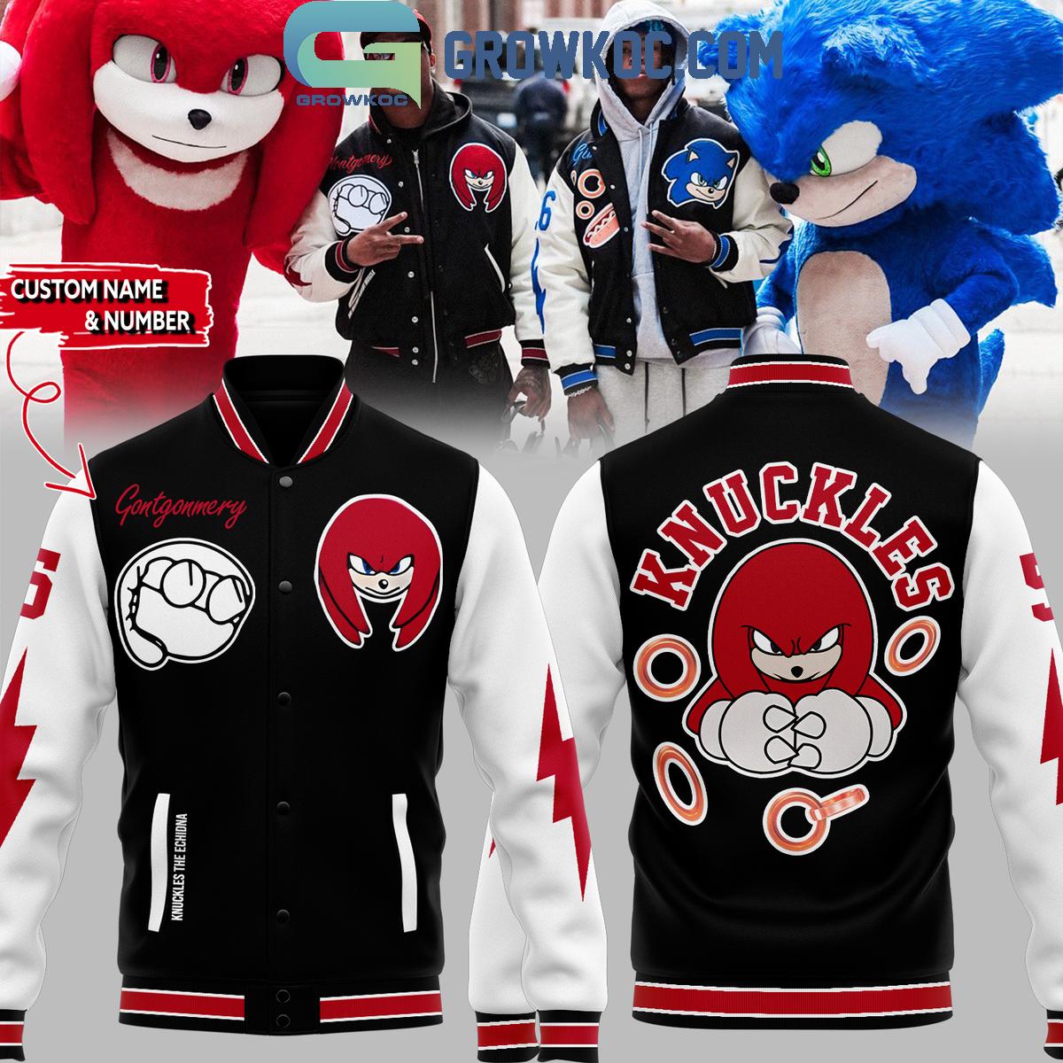 Detroit Lions Sonic The Hedgehog Knuckles the Echidna Personalized Baseball Jacket 1 YBnen