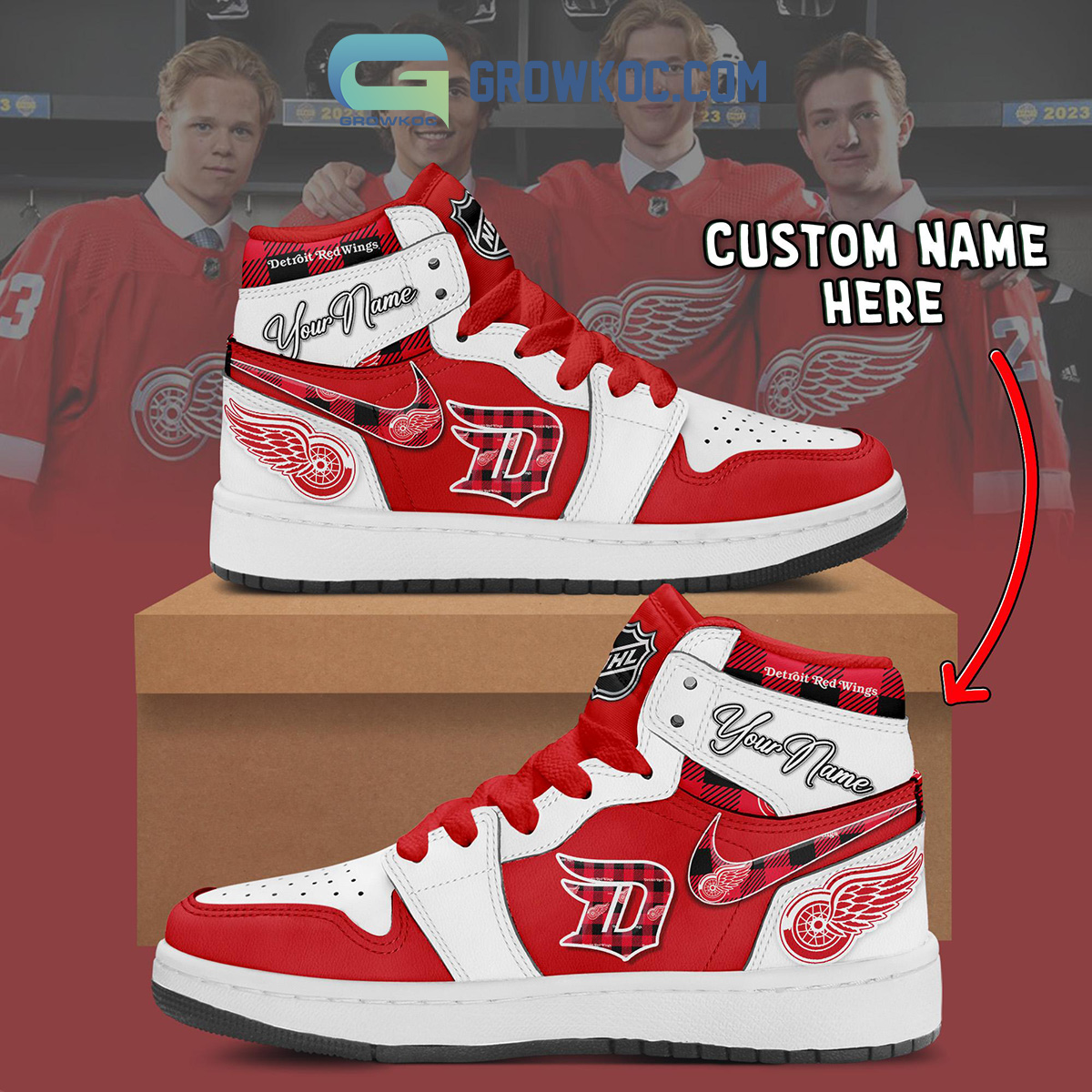Detroit Red Wings NHL Personalized Air Jordan 1 Shoes2B1 rcVve