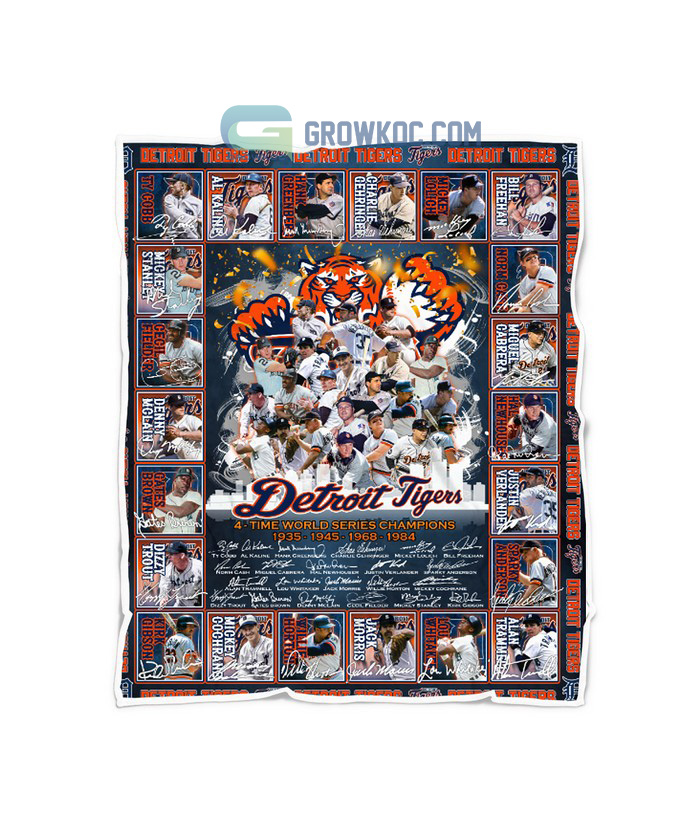 Detroit Tigers 4 Time World Series Champions Legends Fleece Blanket Quilt