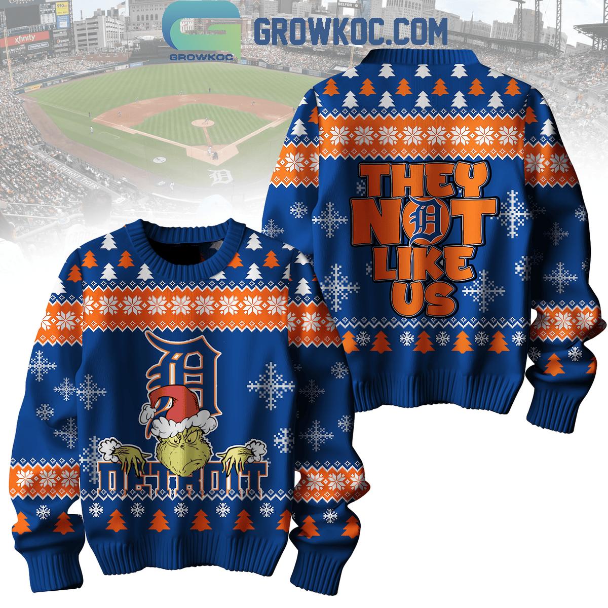 Detroit Tigers Grinch They Not Like Us Christmas Ugly Sweater 1 jdenm