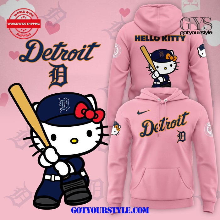 Detroit Tigers Hello Kitty Limited Edition Pink Hoodie 1