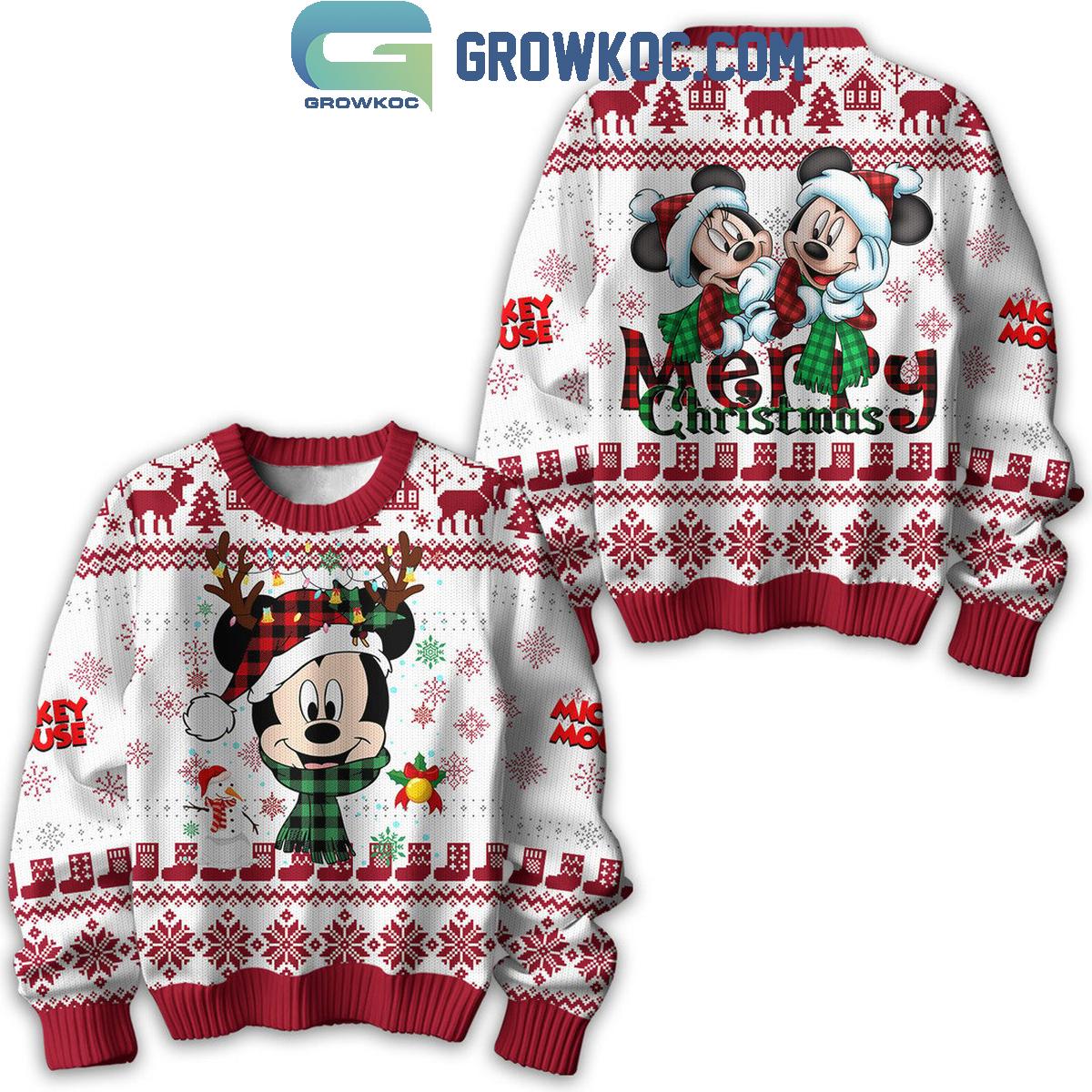 Disney Mickey Mouse And Minnie Love Merry Christmas Ugly Sweater 1 NNeWe