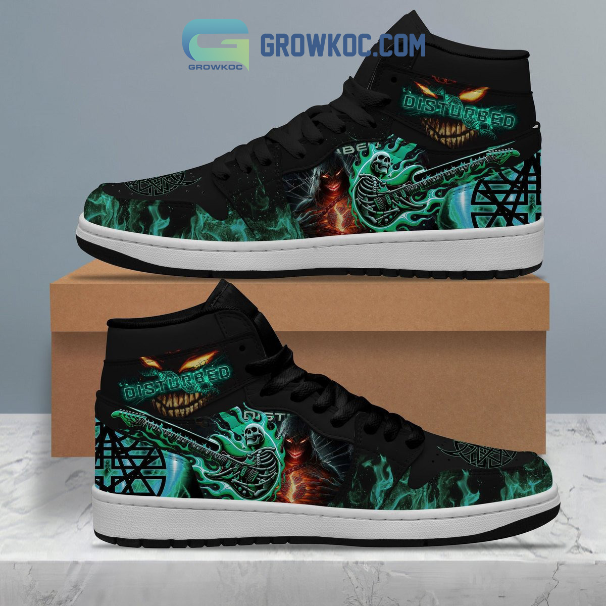Disturbed Green Flames Air Jordan 1 Shoes2B1 LXHBP