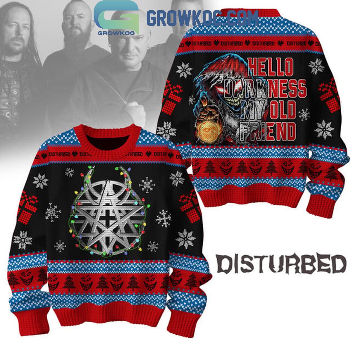 Disturbed Hello Darkness My Old Friend Christmas 2024 Ugly Sweater 1 BBIpm