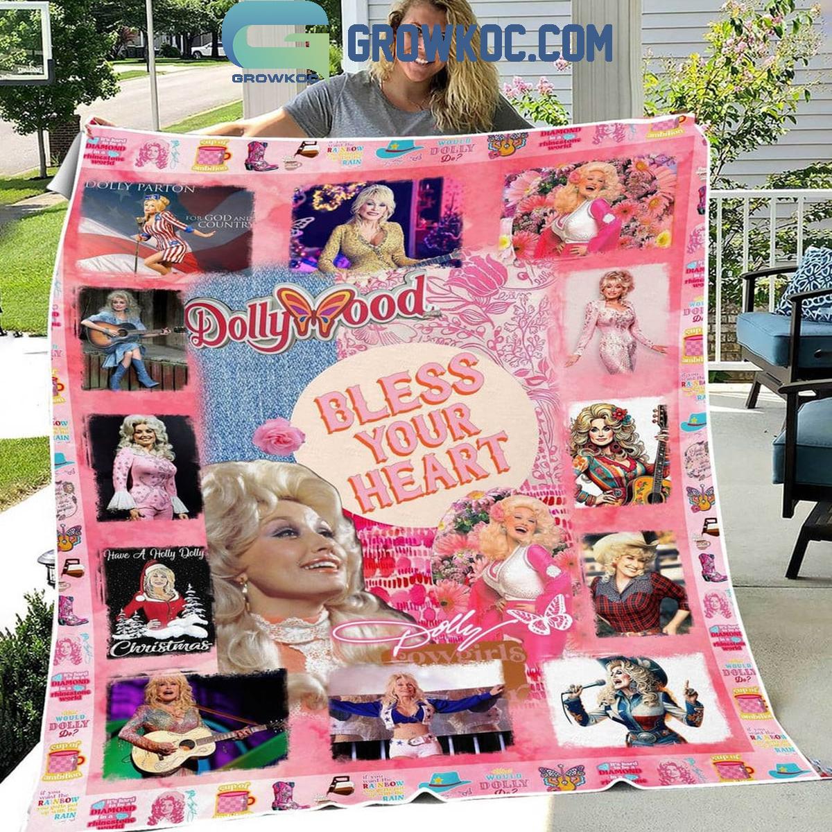 Dolly Parton Bless Your Heart Dollywood Fleece Blanket Quilt 1 72NZu