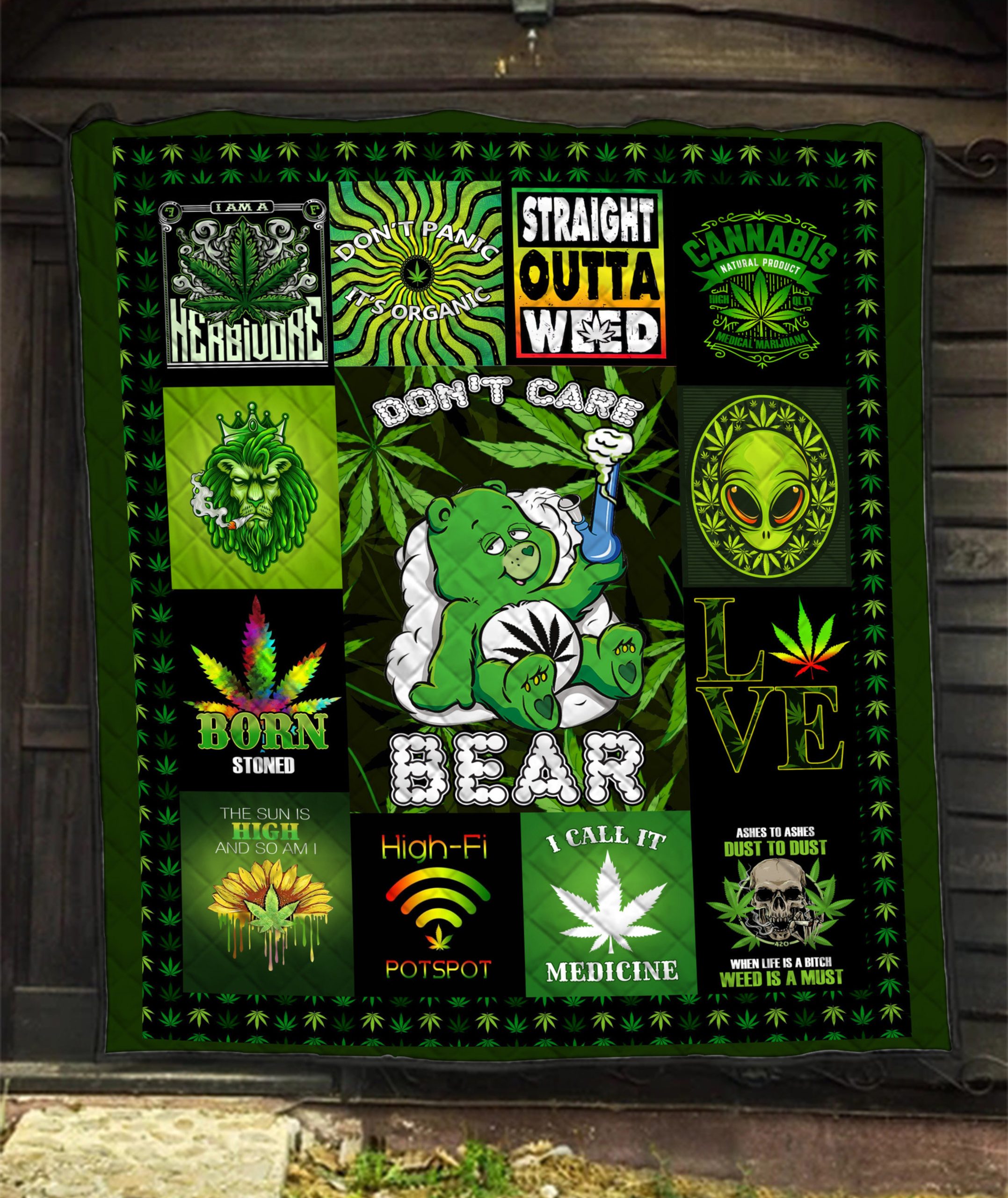 Dont Care Bear Weed Quilt Blanket Cotton Quilting Bedding Set 0