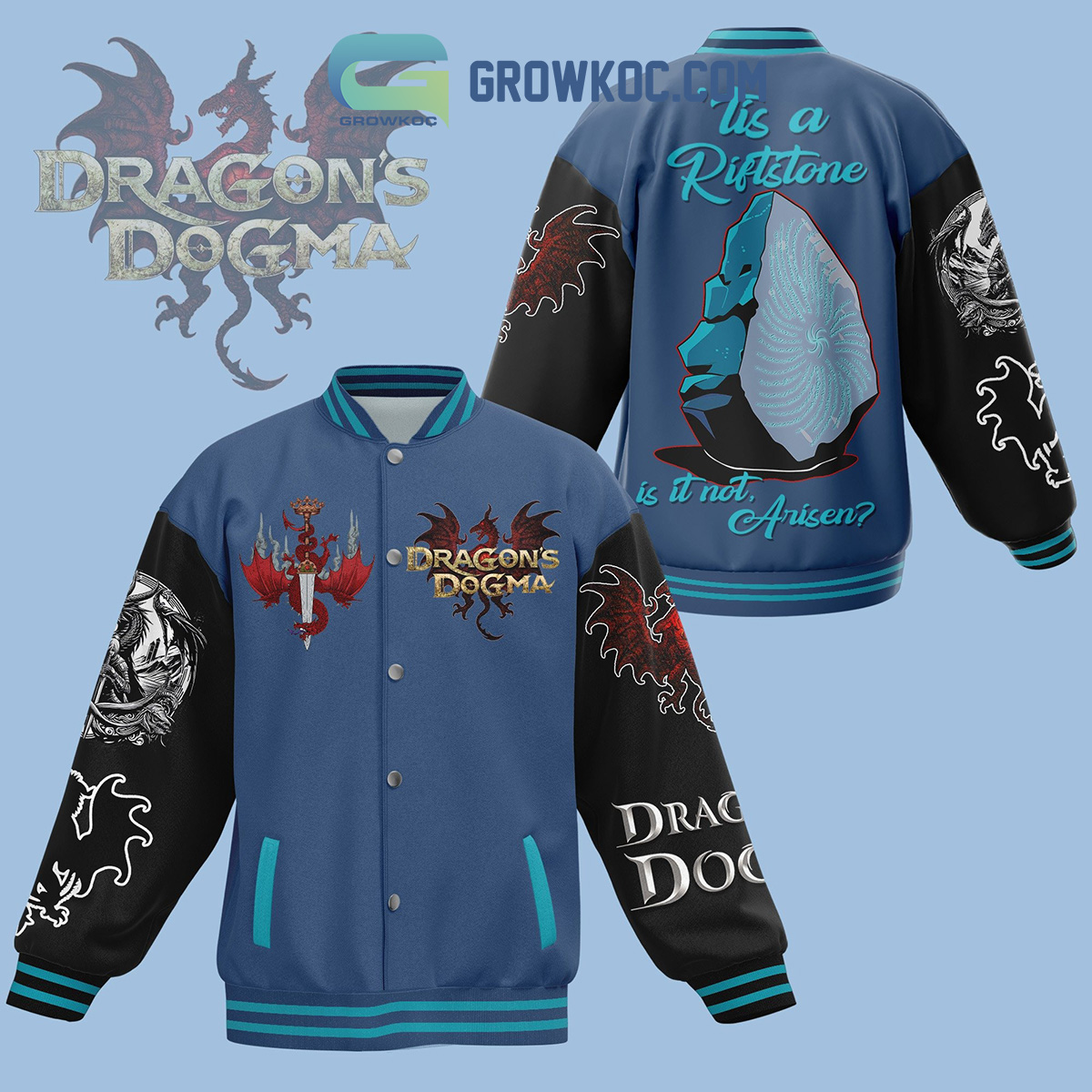 Dragon Dogma Tis A Riftstone Is It Not Arisen Fan Baseball Jacket2B1 dxq9r