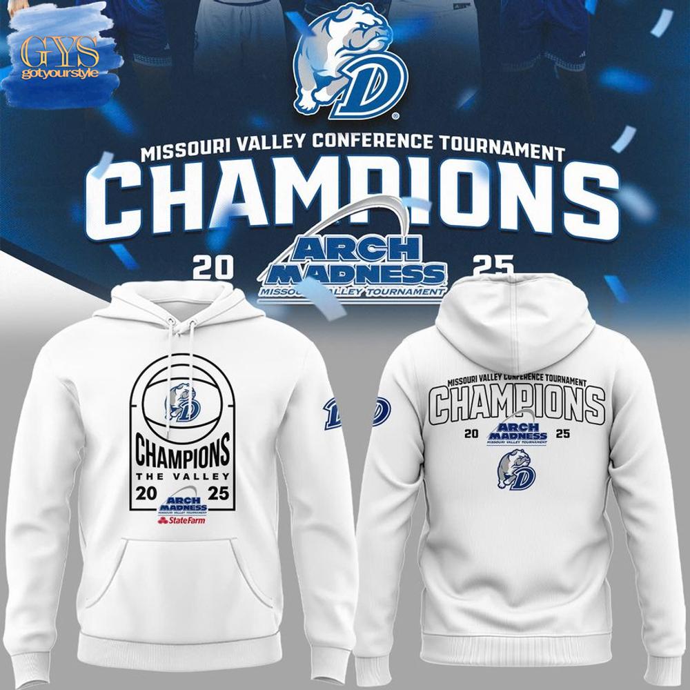 Drake Bulldogs 2025 MVC Tournament Champions Hoodie 1