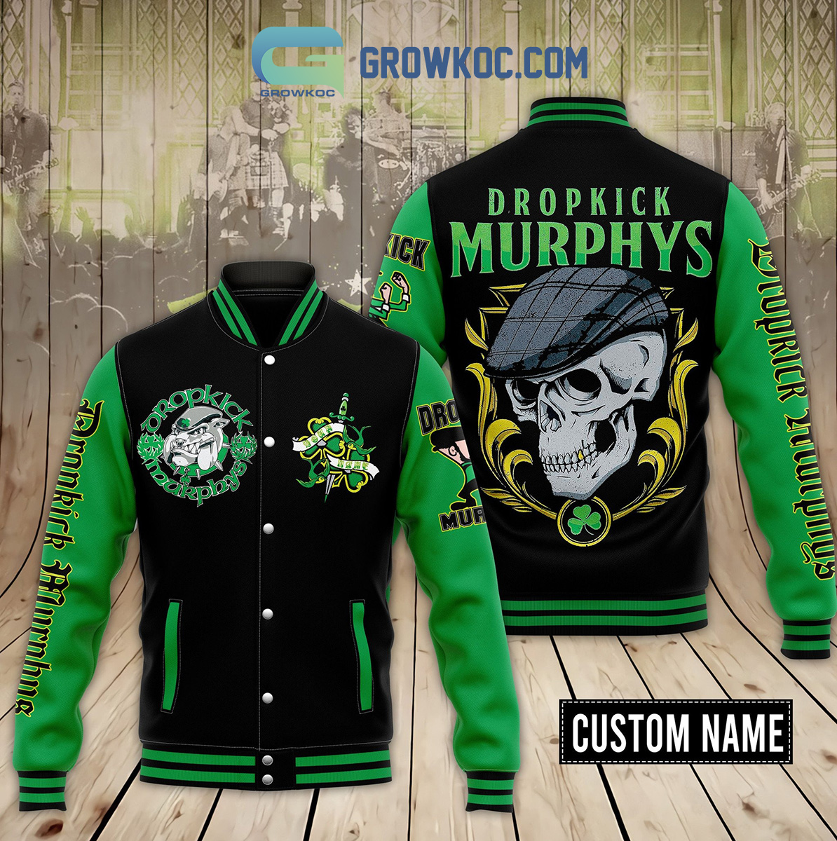 Dropkick Murphys Shamrocks Personalized Baseball Jacket2B1 9h9oA