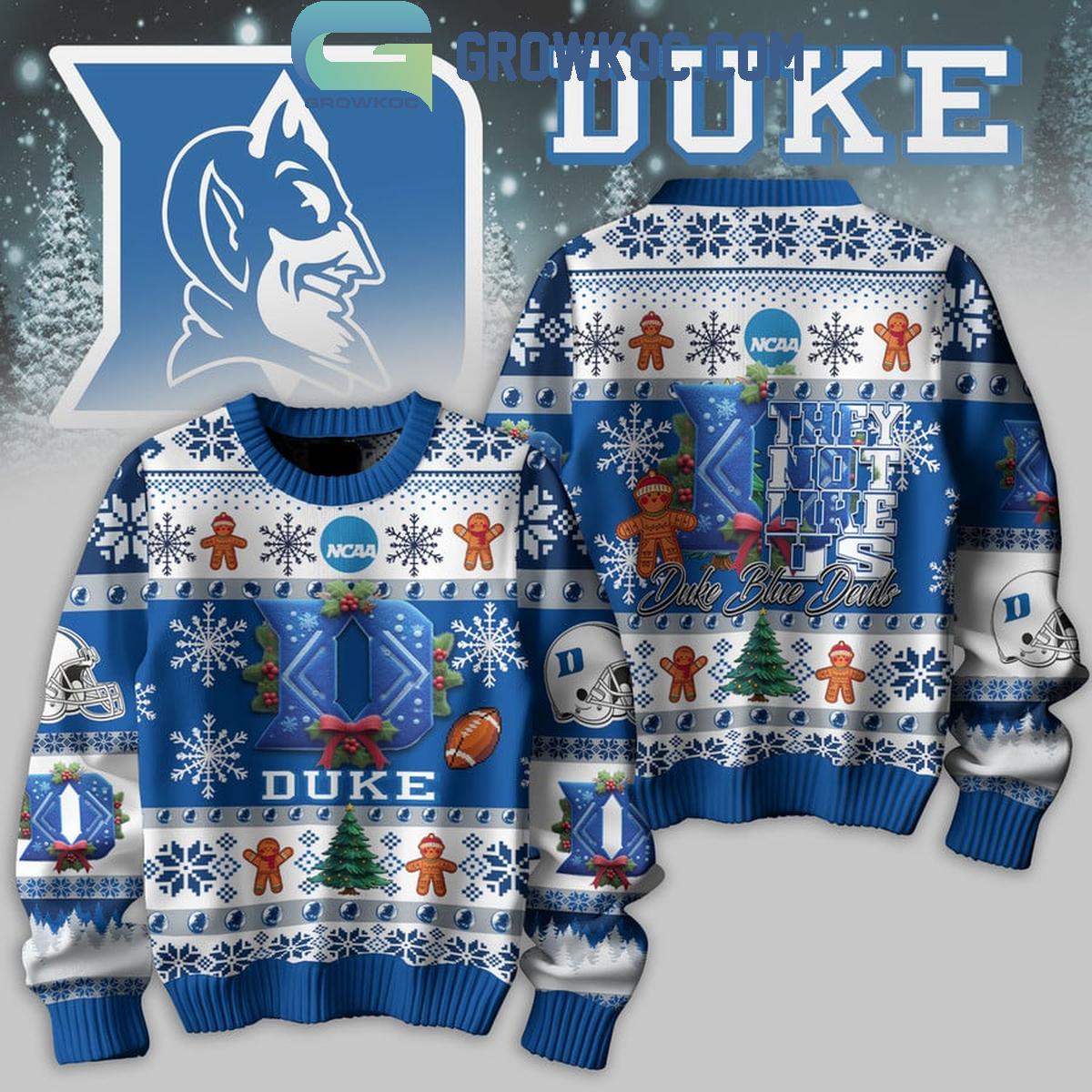 Duke Blue Devils Football They Not Like Us Christmas Ugly Sweater 1 5g9Na