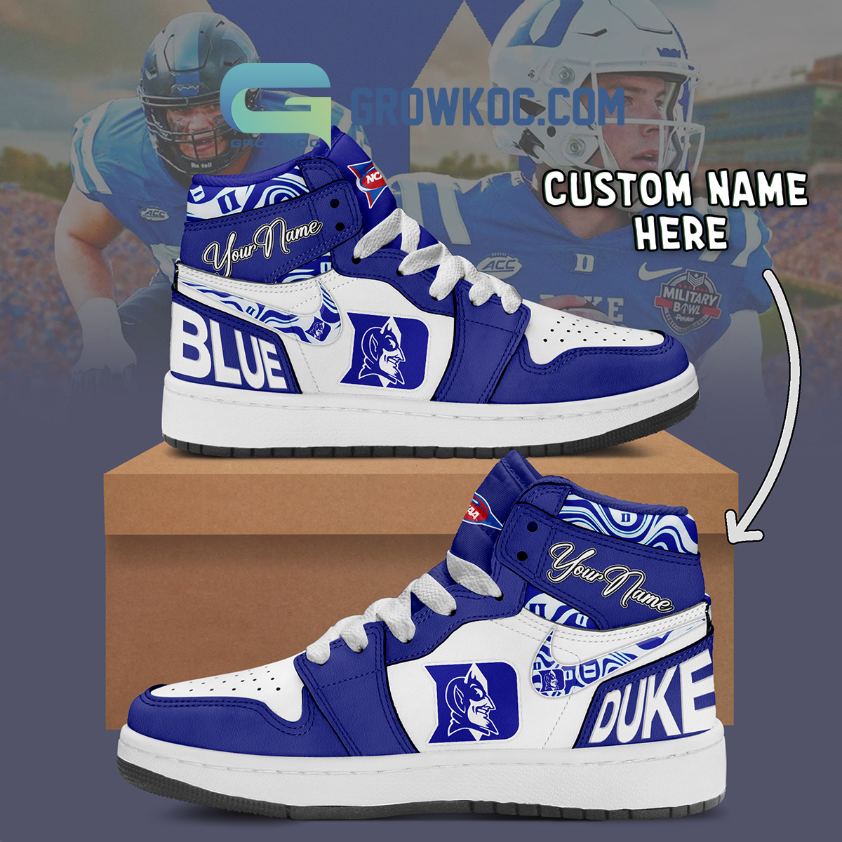 Duke Blue Devils NCAA Personalized Air Jordan 1 Shoes2B1 XZkCW