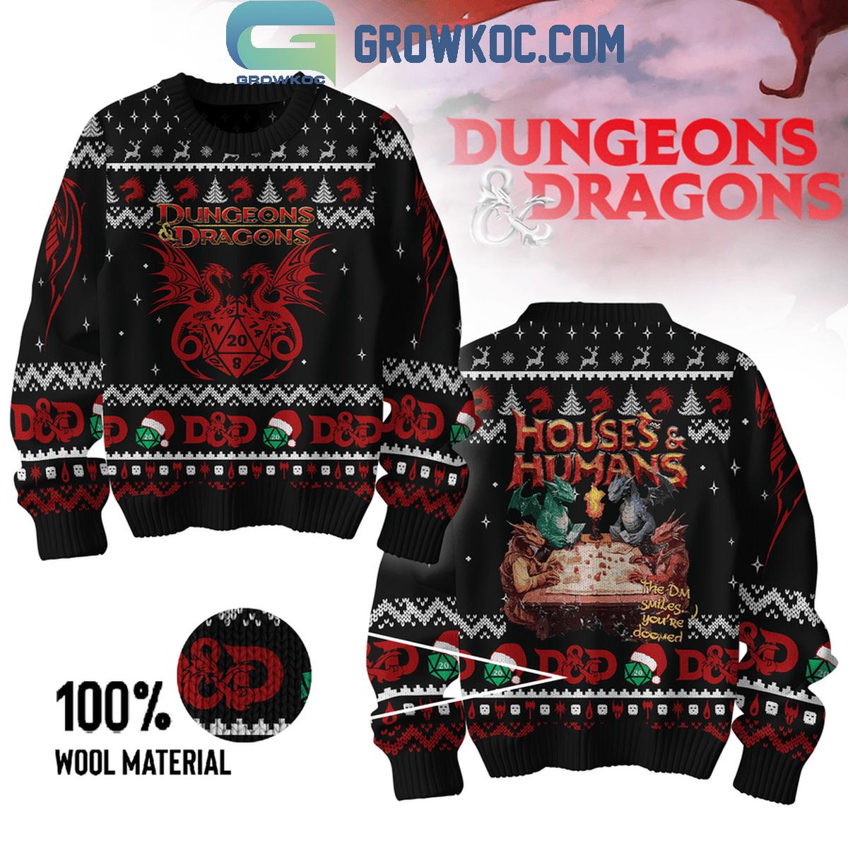 Dungeons 26 Dragons All I Want For Christmas Is Houses And Humans Ugly Sweater 1 qnVSI