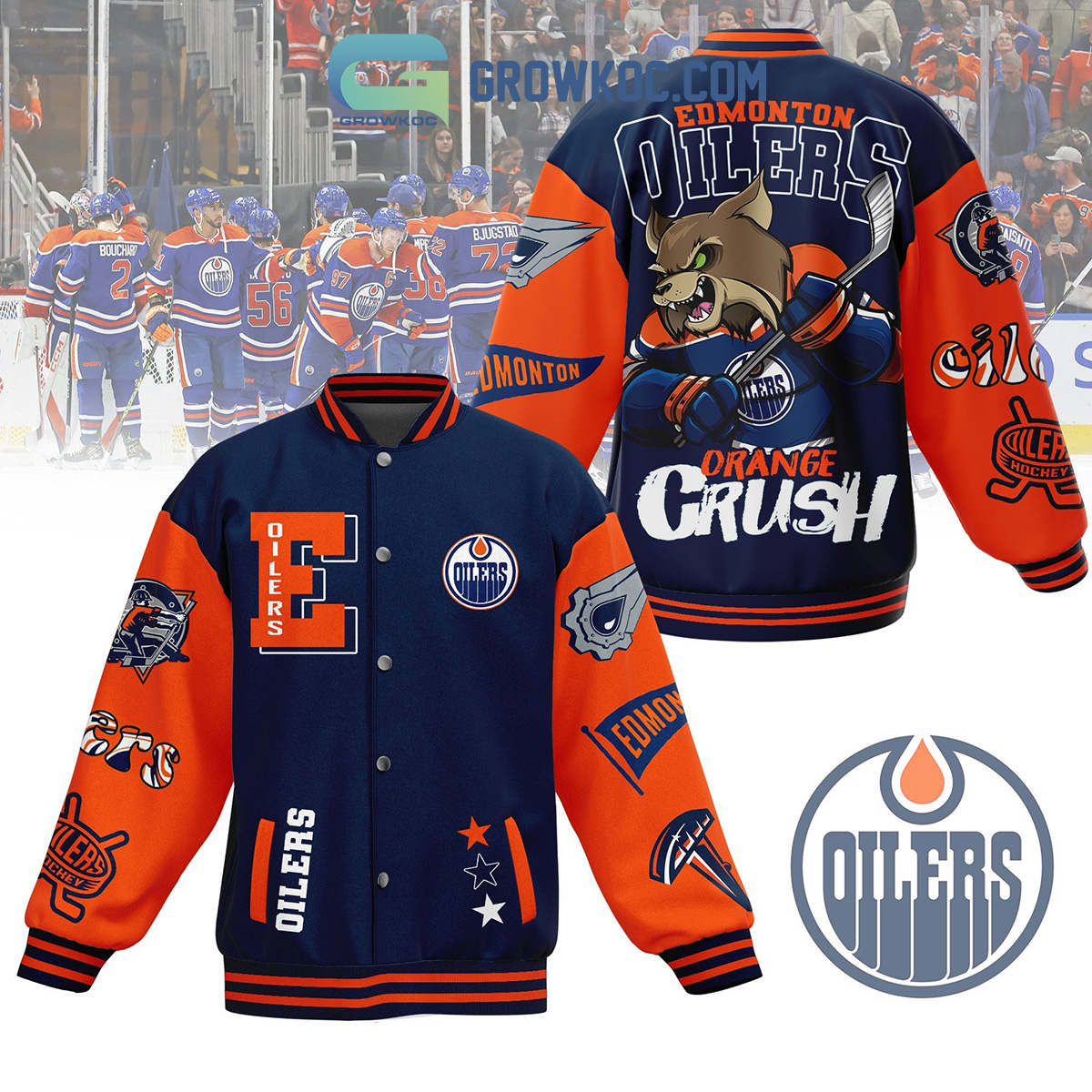 Edmonton Oilers Orange Crush Baseball Jacket2B1 cue8u