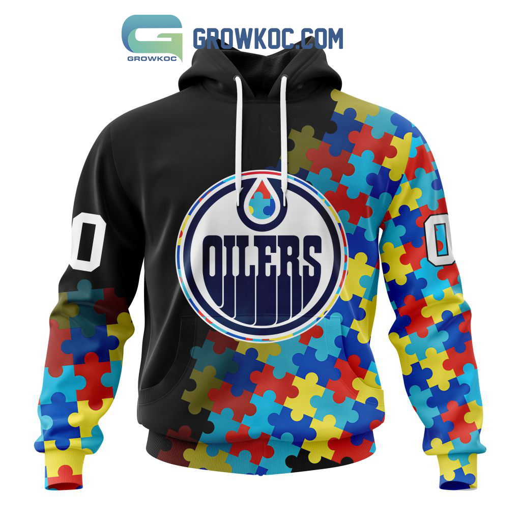 Edmonton Oilers Puzzle Design Autism Awareness Personalized Hoodie Shirts2B1 LOqBk