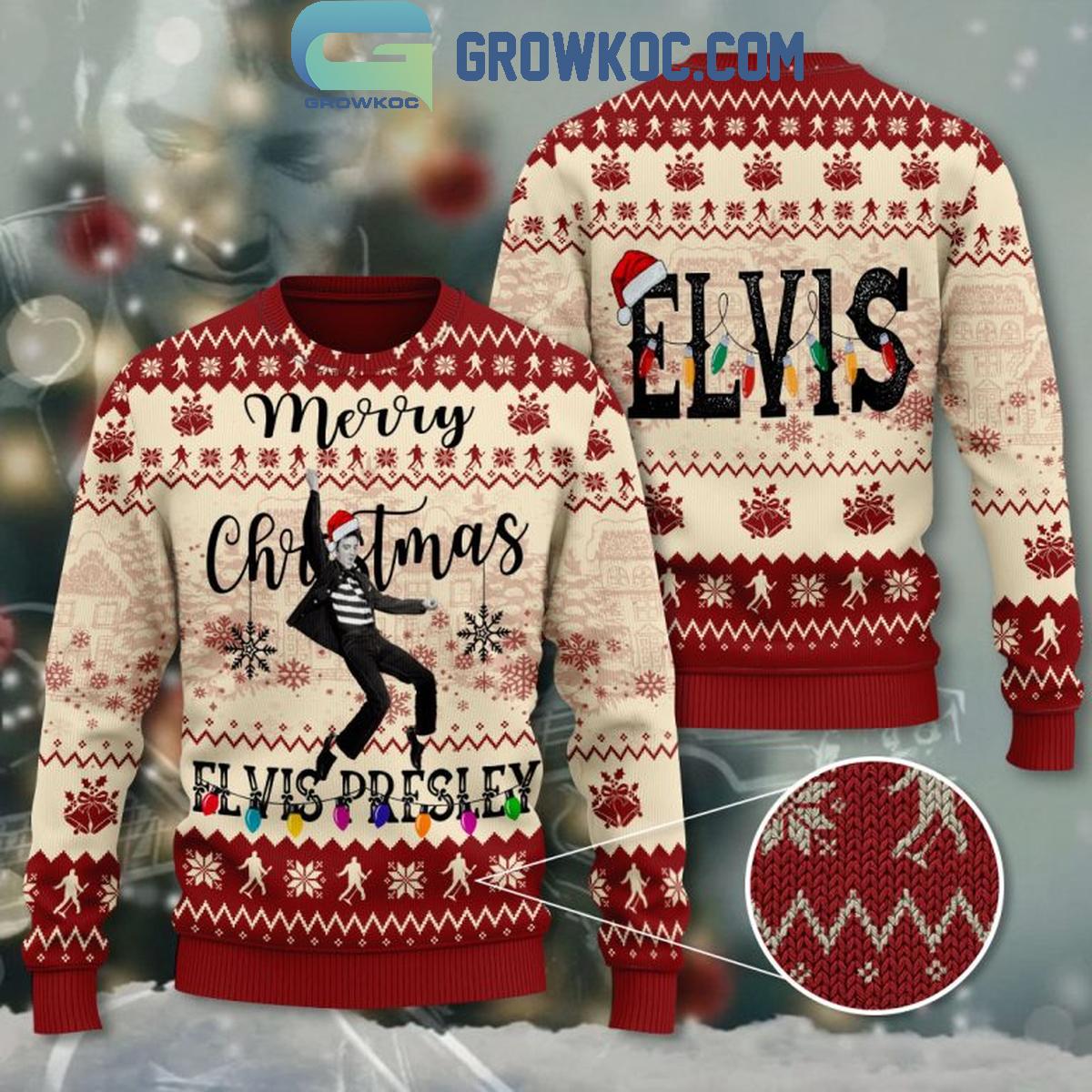 Elvis Presley Merry Christmas Holly Jolly Christmas Ugly Sweater 1 AqlB6