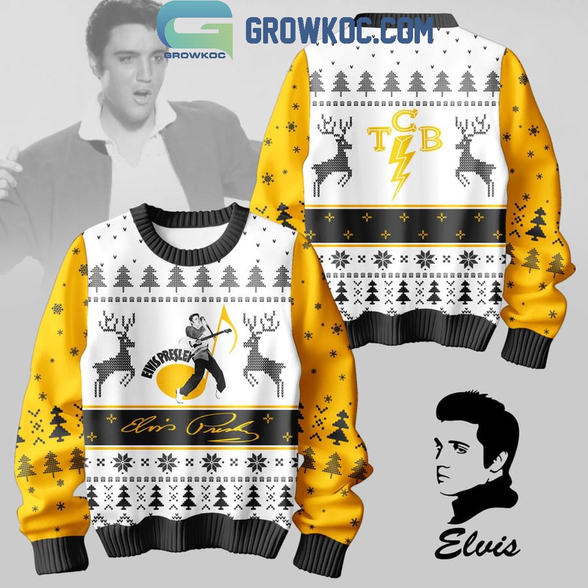 Elvis Presley With TCB Band On Christmas 2024 Ugly Sweater 1 Jxgb2