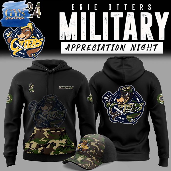 Erie Otters Military Appreciation 2024 Limited Edition Pullover Hoodie 1