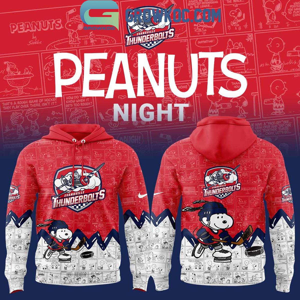 Evansville Thunderbolts 75th Anniversary Of Peanuts Hoodie T Shirt 1 rGReT