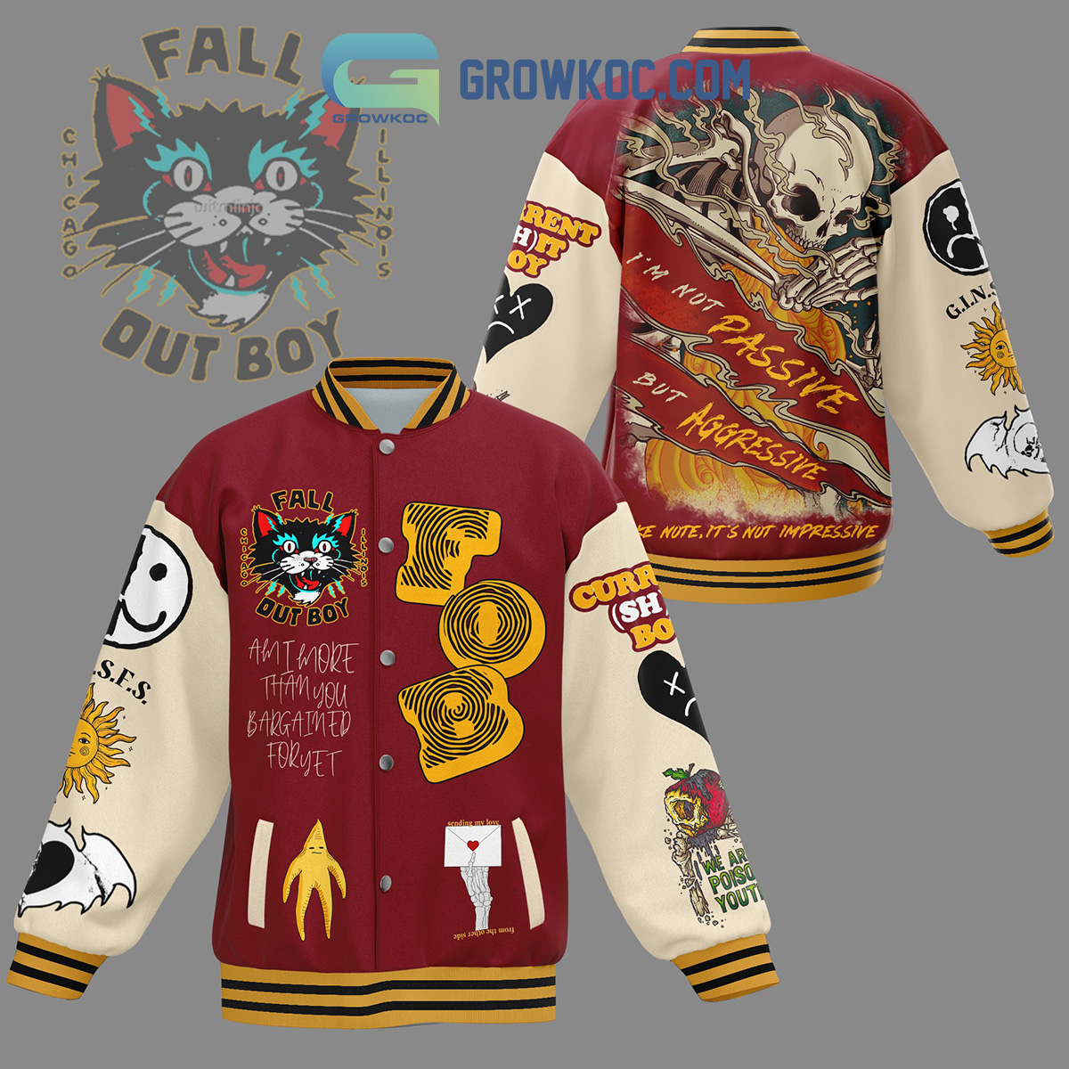 Fall Out Boy Im Not Passive But Aggressive Baseball Jacket2B1 QfVRA