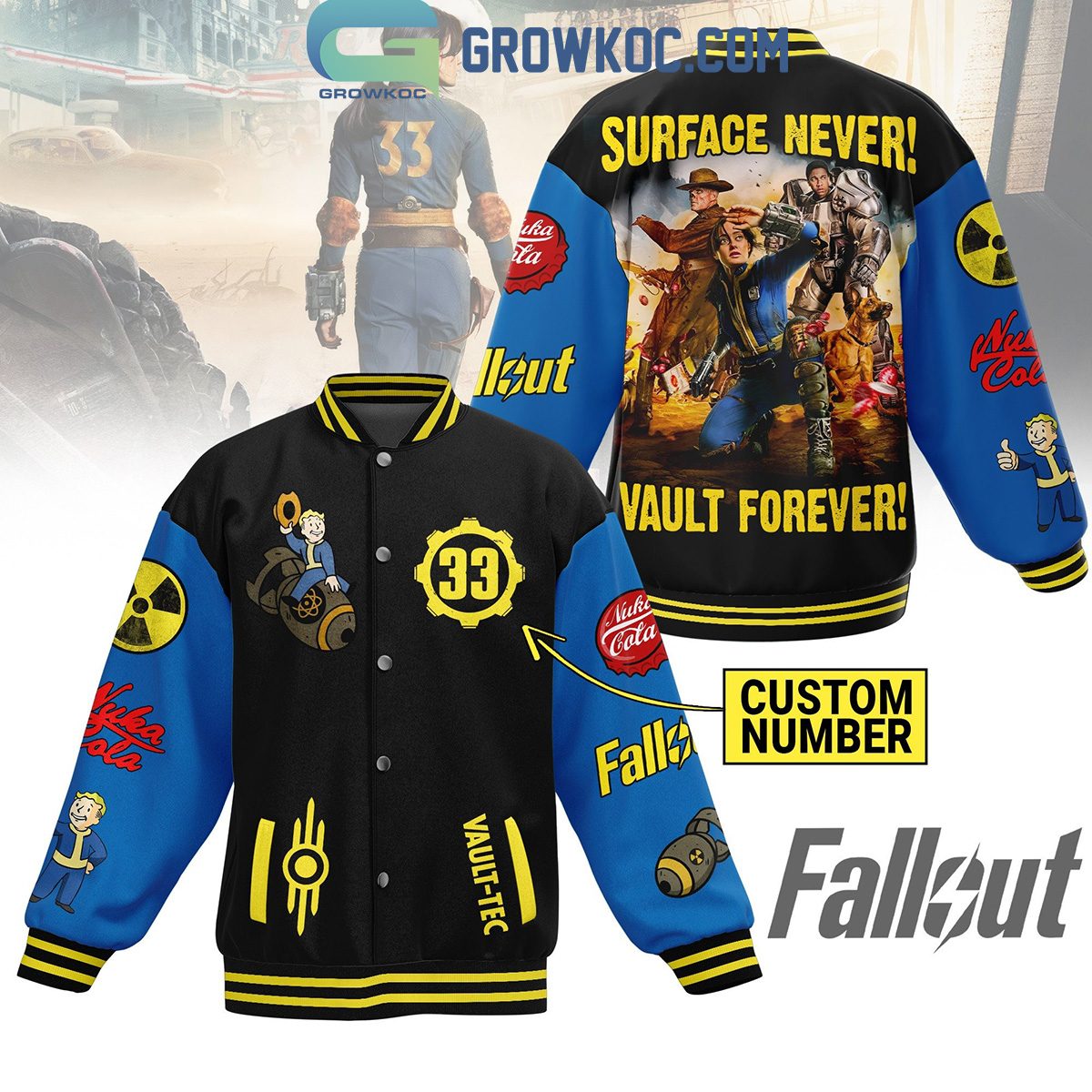 Fallout Surface Never Vault Forever Fan Baseball Jacket2B1 4N8NA