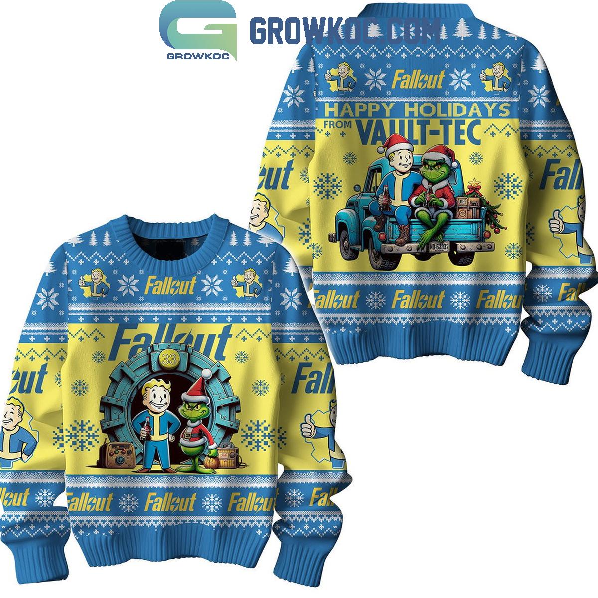 Fallout Vault Tec Happy Holidays The Grinch 2024 Christmas Ugly Sweater 1 JTbgI