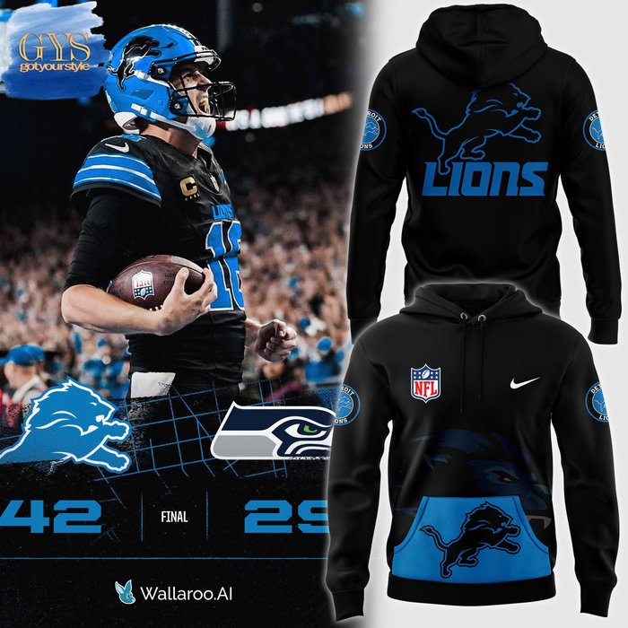 Fanatics Black 2024 Detroit Lions Alternate Helmet Pullover Hoodie 1