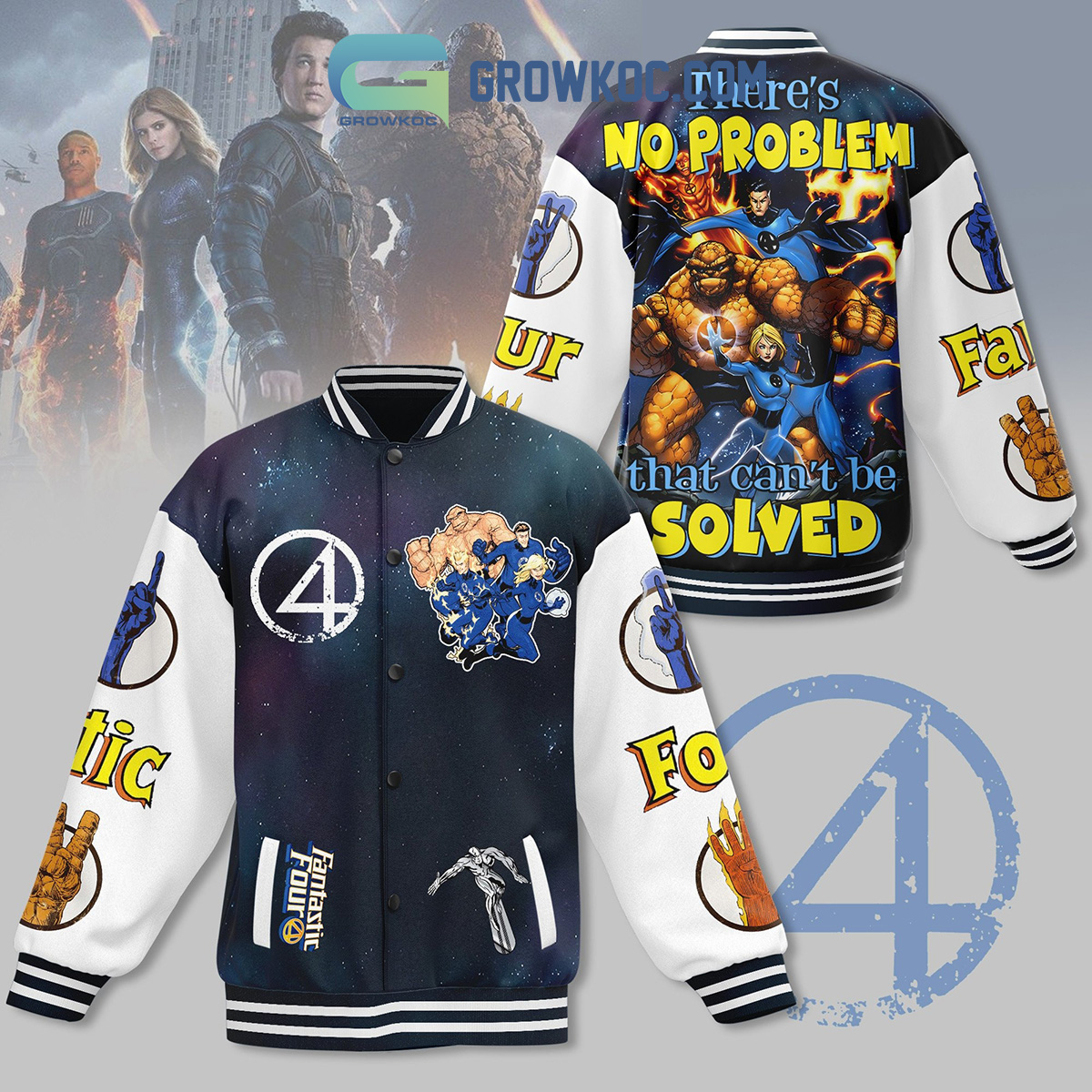 Fantastic Four Super Heroes Baseball Jacket2B1 bmTsD