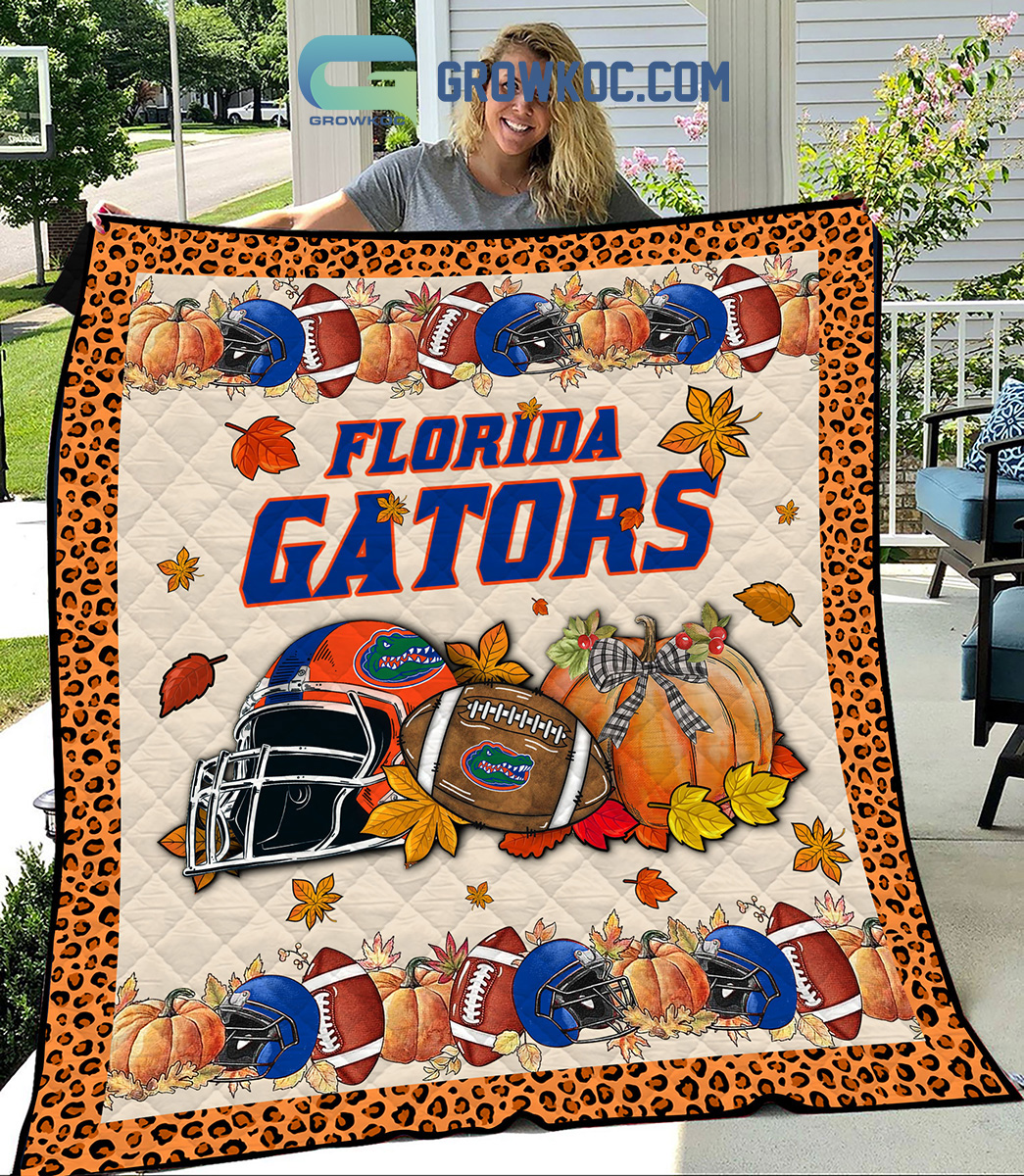 Florida Gators NCAA Football Welcome Fall Pumpkin Halloween Fleece Blanket Quilt2B1 nyGus