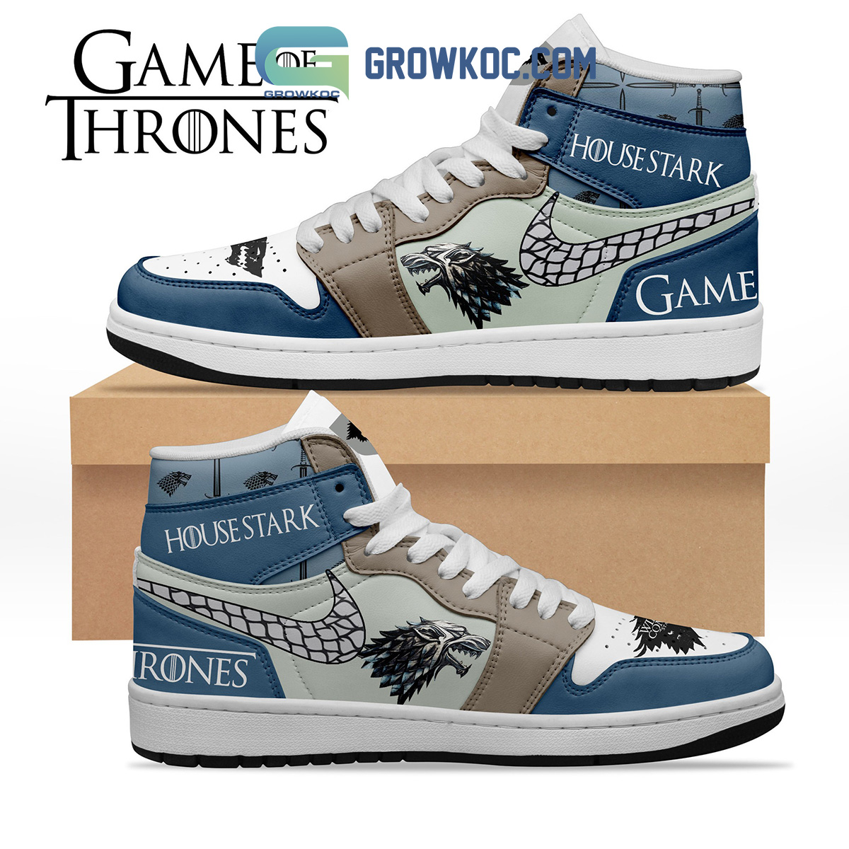 Game Of Thrones House Stark Air Jordan 1 Shoe2B1 WgHC4