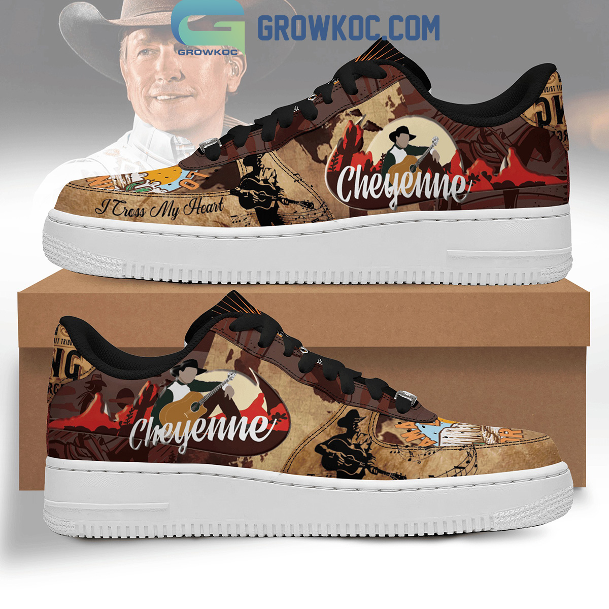 George Strait Cheyenne I Cross My Heart Air Force 1 Shoes2B1 HBTwv