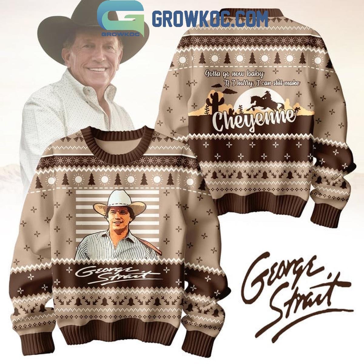 George Strait Gotta Go Now Baby Cheyenne Christmas Ugly Sweater 1 eLJ2w