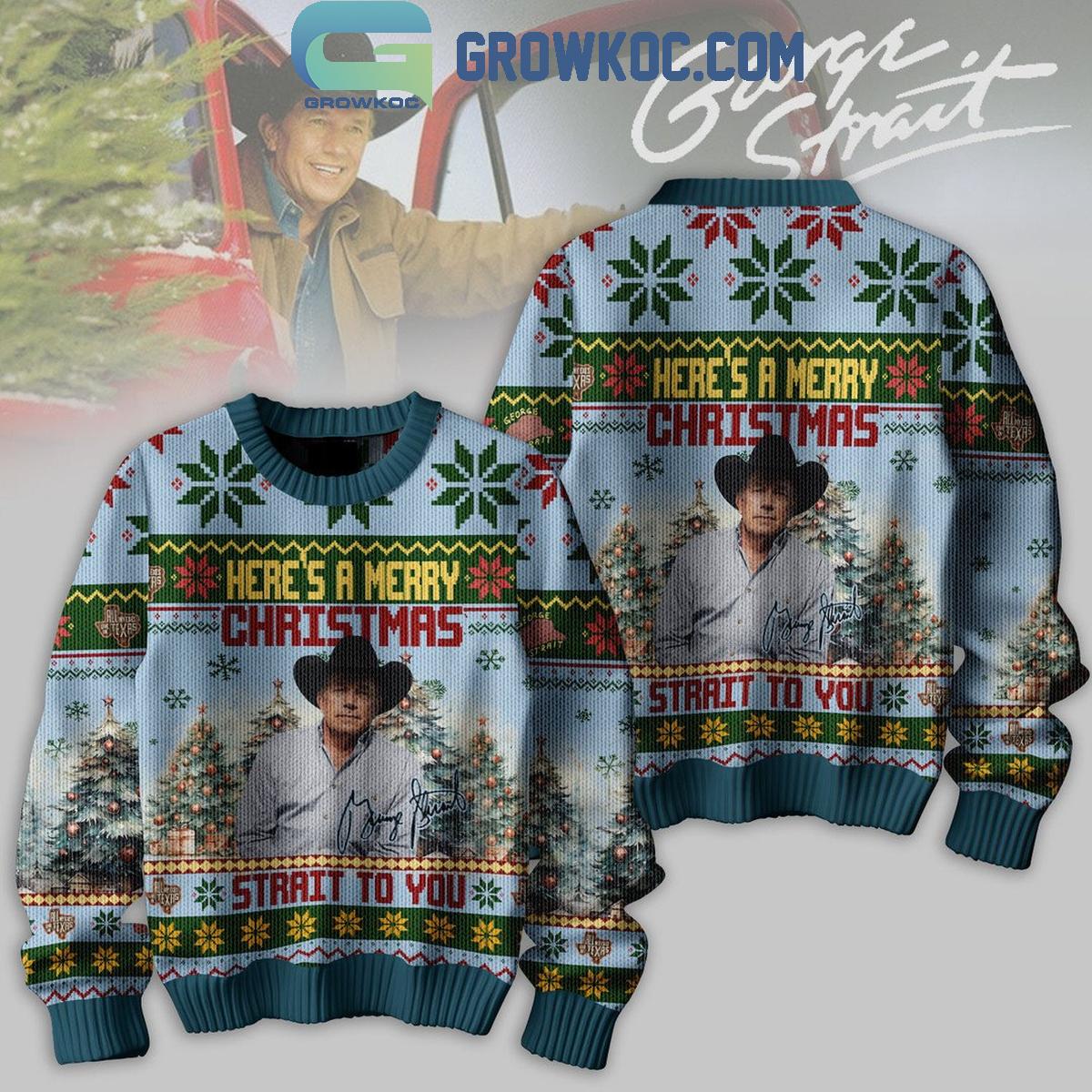 George Strait Heres A Merry Christmas Happy New Year Ugly Sweater 1 8KYMo