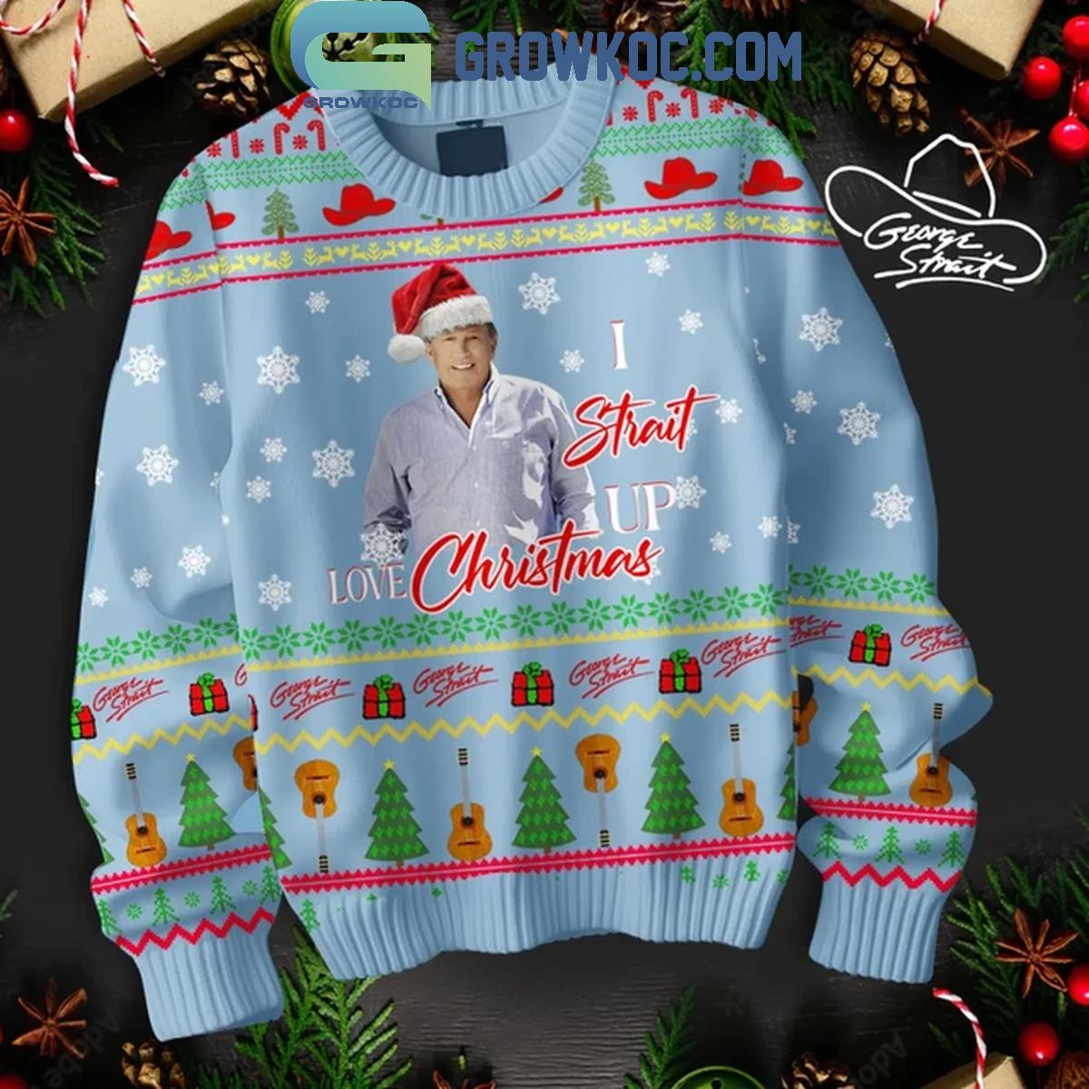 George Strait I Strait Up Love Christmas Ugly Sweater 1 kHgu1