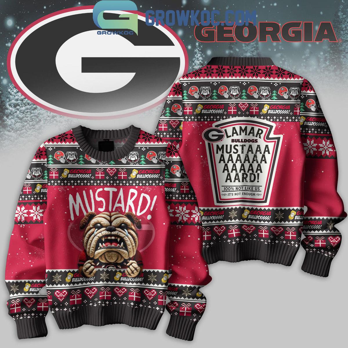 Georgia Bulldogs Mustard Kendrick Lamar Christmas Ugly Sweater 1 GxDqZ