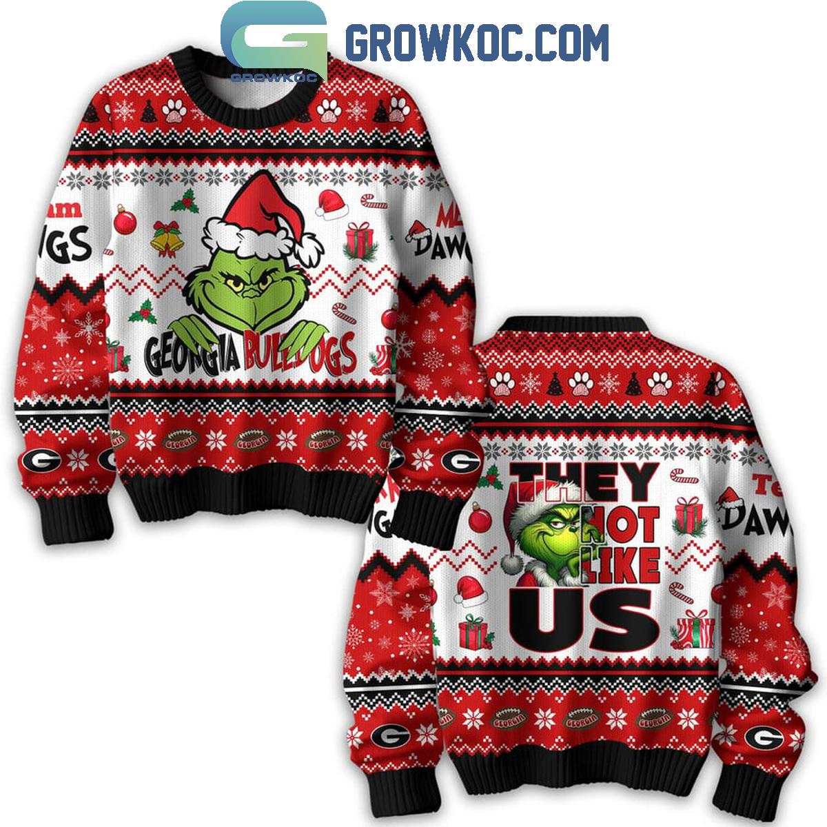 Georgia Bulldogs The Grinch Not Like Us Merry Christmas Ugly Sweater 1 nvBBw