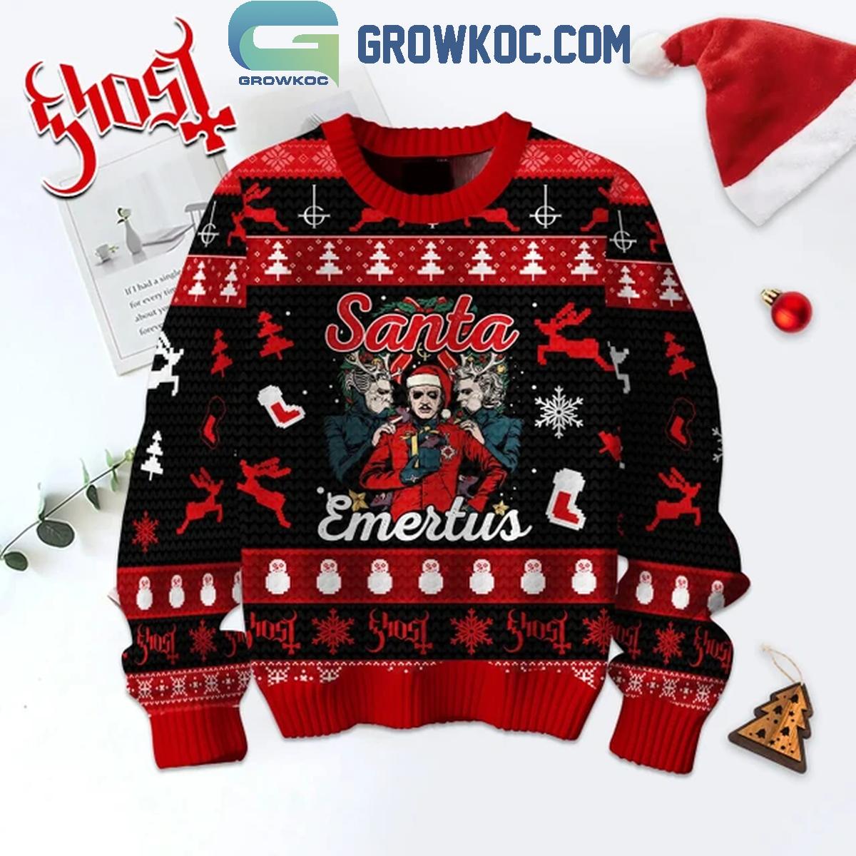Ghost Merry Christmas Santa Emertus Ugly Sweater 1 SRNVh