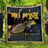 Go Blue Michigan Wolverine Quilt Blanket Bedding Set 0