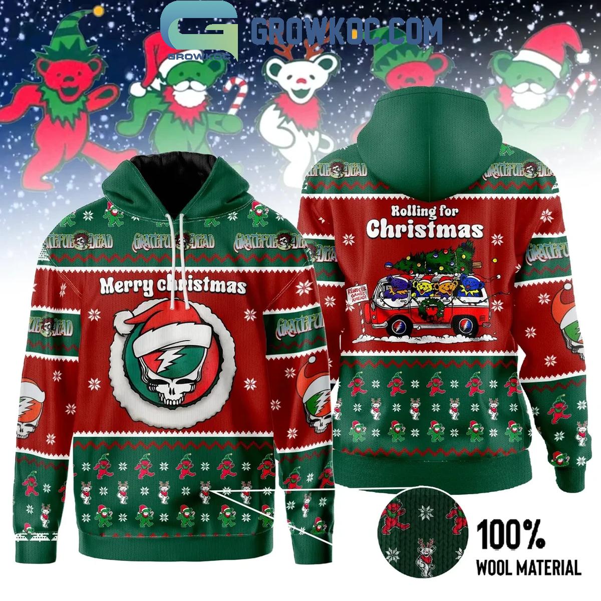 Grateful Dead Merry Christmas 2024 Rolling For Christmas Hoodie Sweater 1 fvpYV