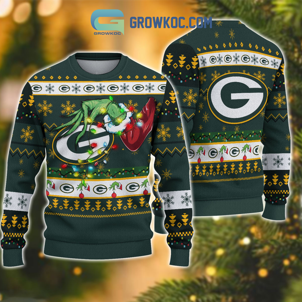 Green Bay Packers NFL Grinch Christmas Ugly Sweater2B1 Zj94y
