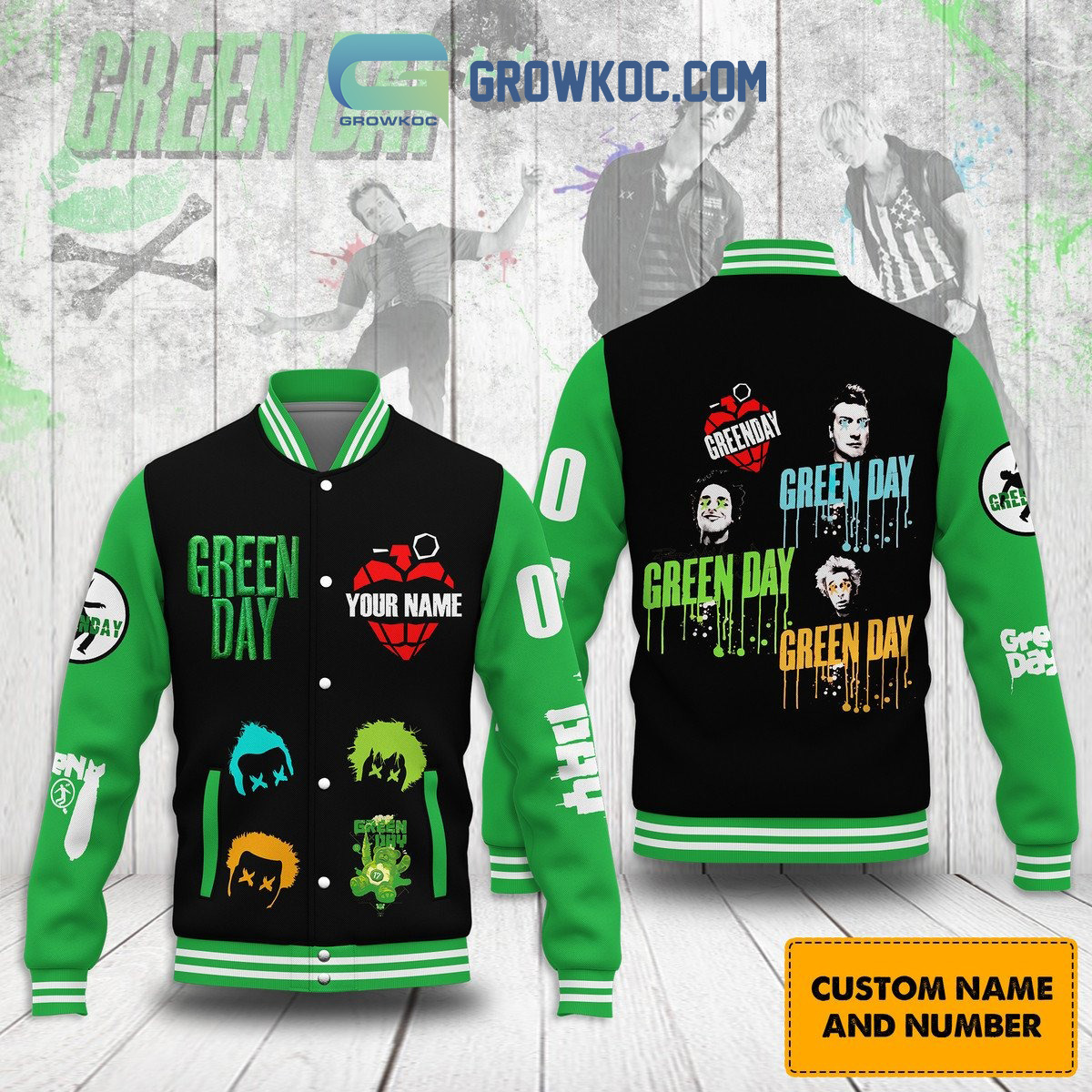 Green Day Fan Name Personalized Baseball Jacket2B1 p1lRJ