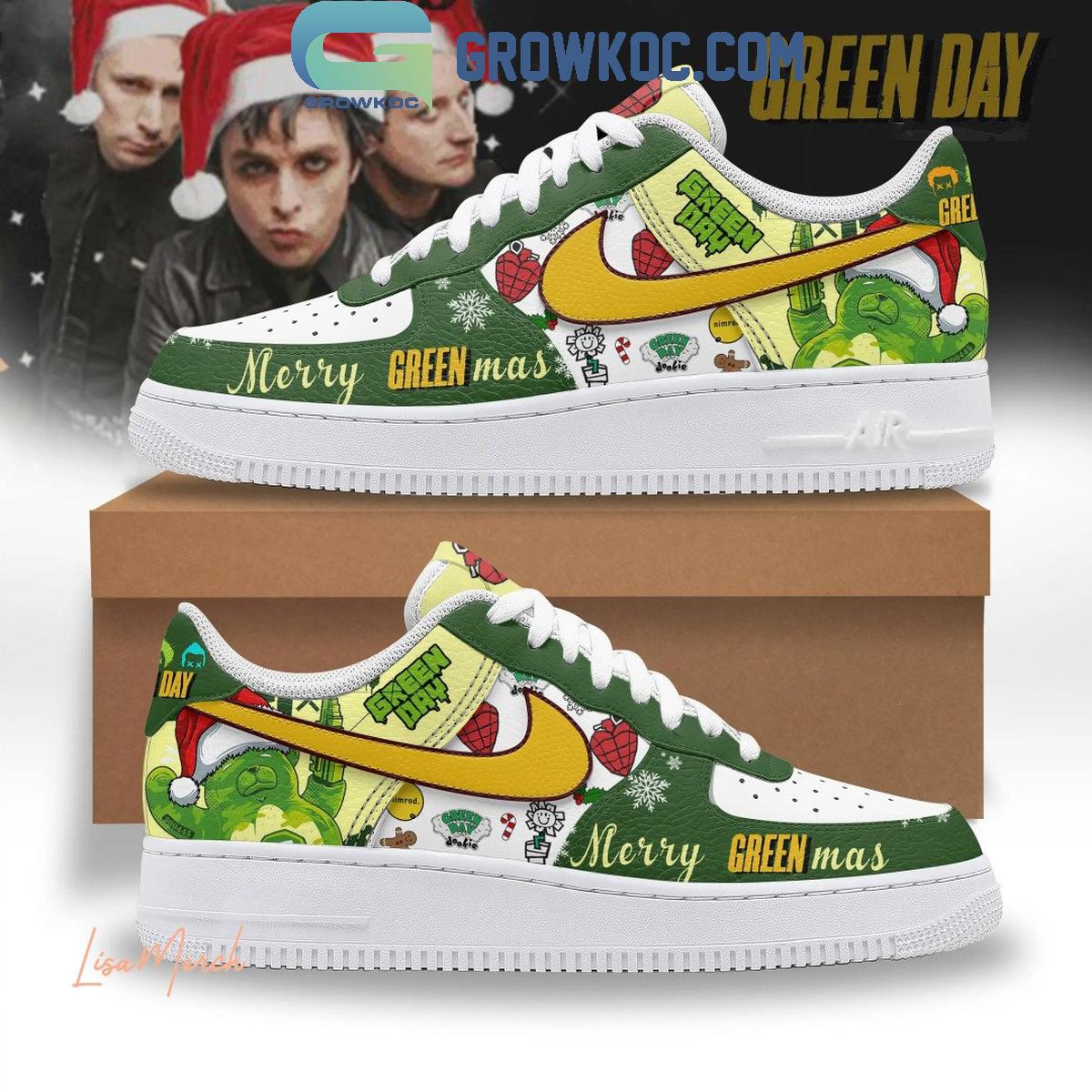 Green Day Merry Christmas Greenmas 2024 Air Force 1 Shoes 1 brwLe