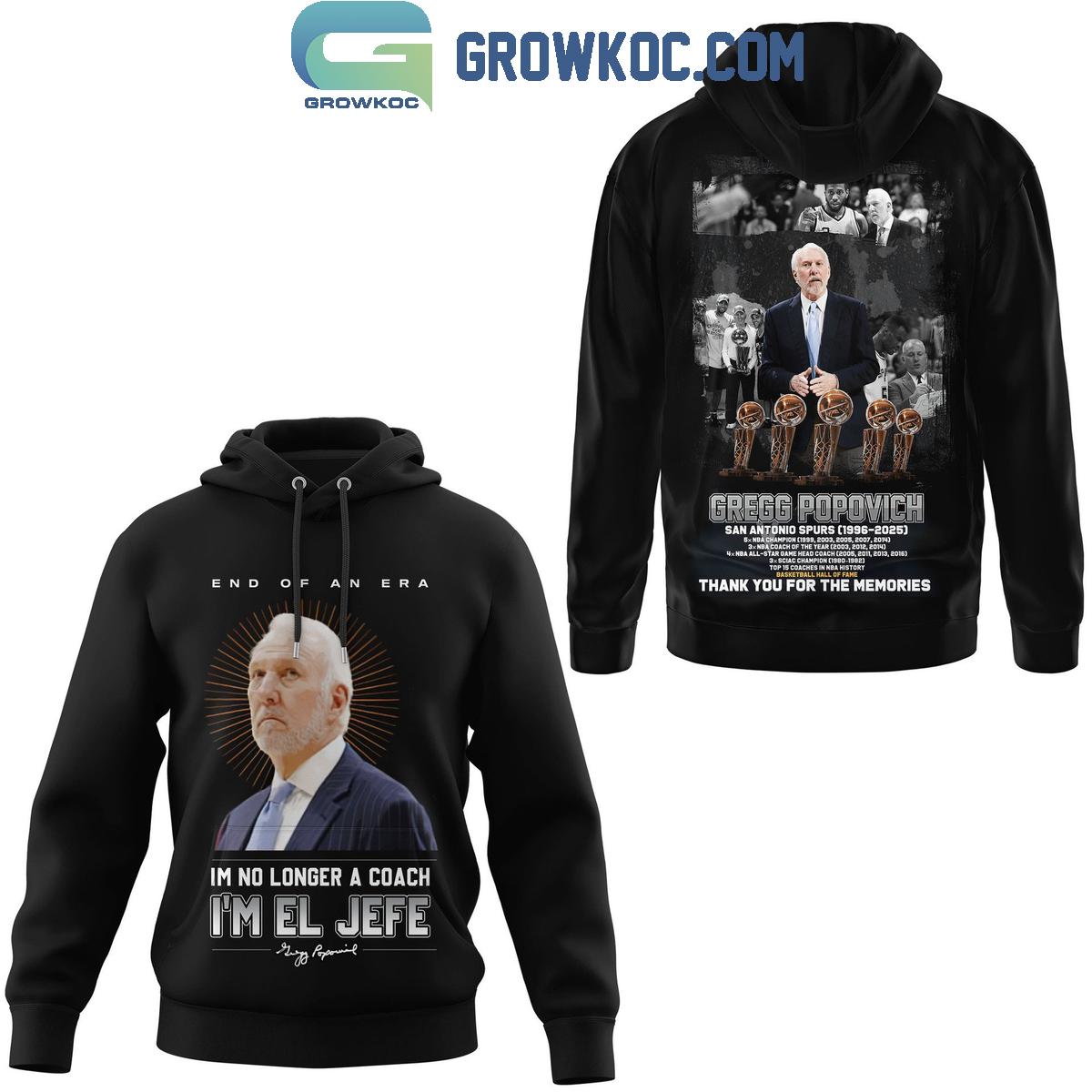 Gregg Popovich End Of A Era San Antonio Spurs 1996 2025 Hoodie T Shirt 1 H96aq