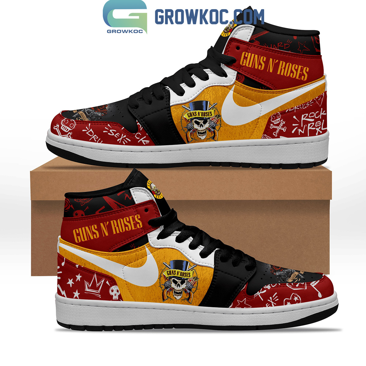 Gun N Roses Rock And Roll Love Fan Air Jordan 1 Shoes2B1 7p1jw