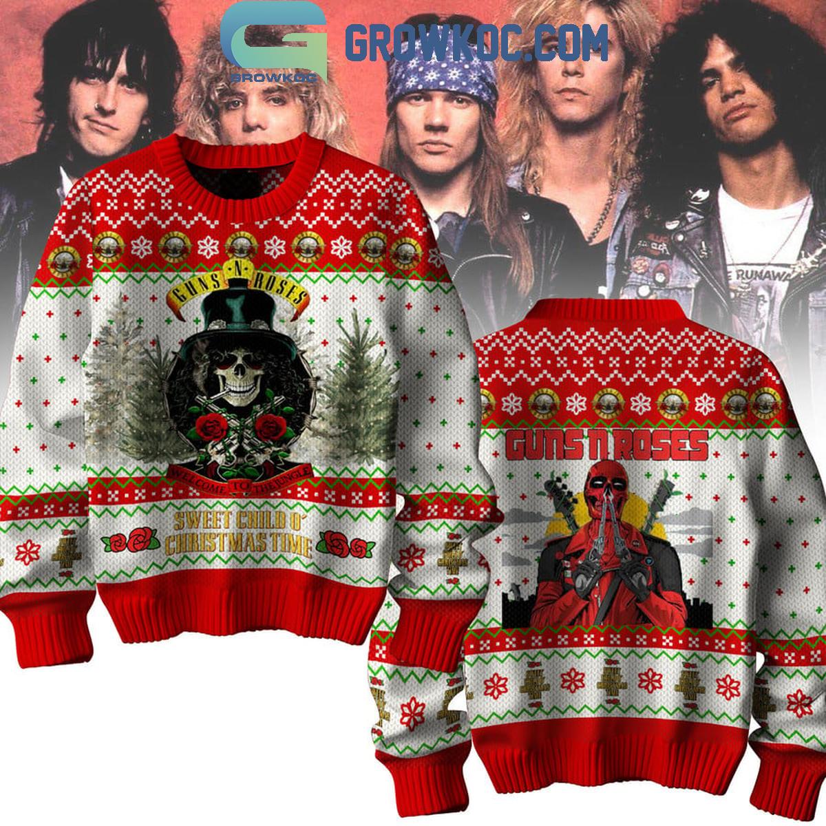 Gun N Roses Sweet Child Christmas Time Deadpool Time Ugly Sweater 1 8S6kc