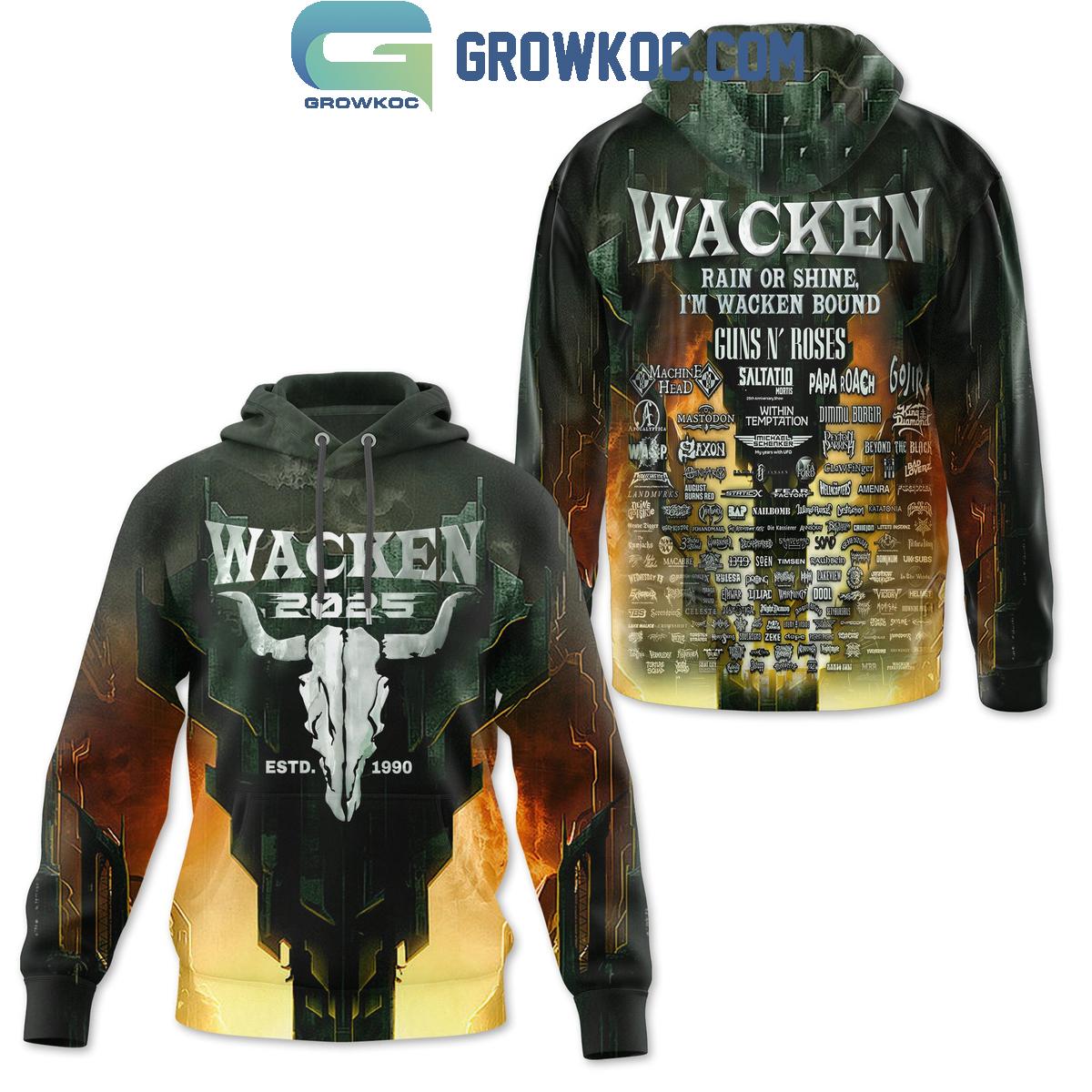 Guns N Roses Wacken Rain Or Shine Im Wacken Bound Hoodie T Shirt 1 mgxyQ