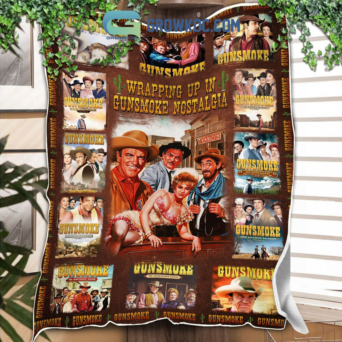 Gunsmoke Poster Long Branch Saloon Wrapping Up In Gunsmoke Nostalgia Fleece Blanket2B0 zg5VH